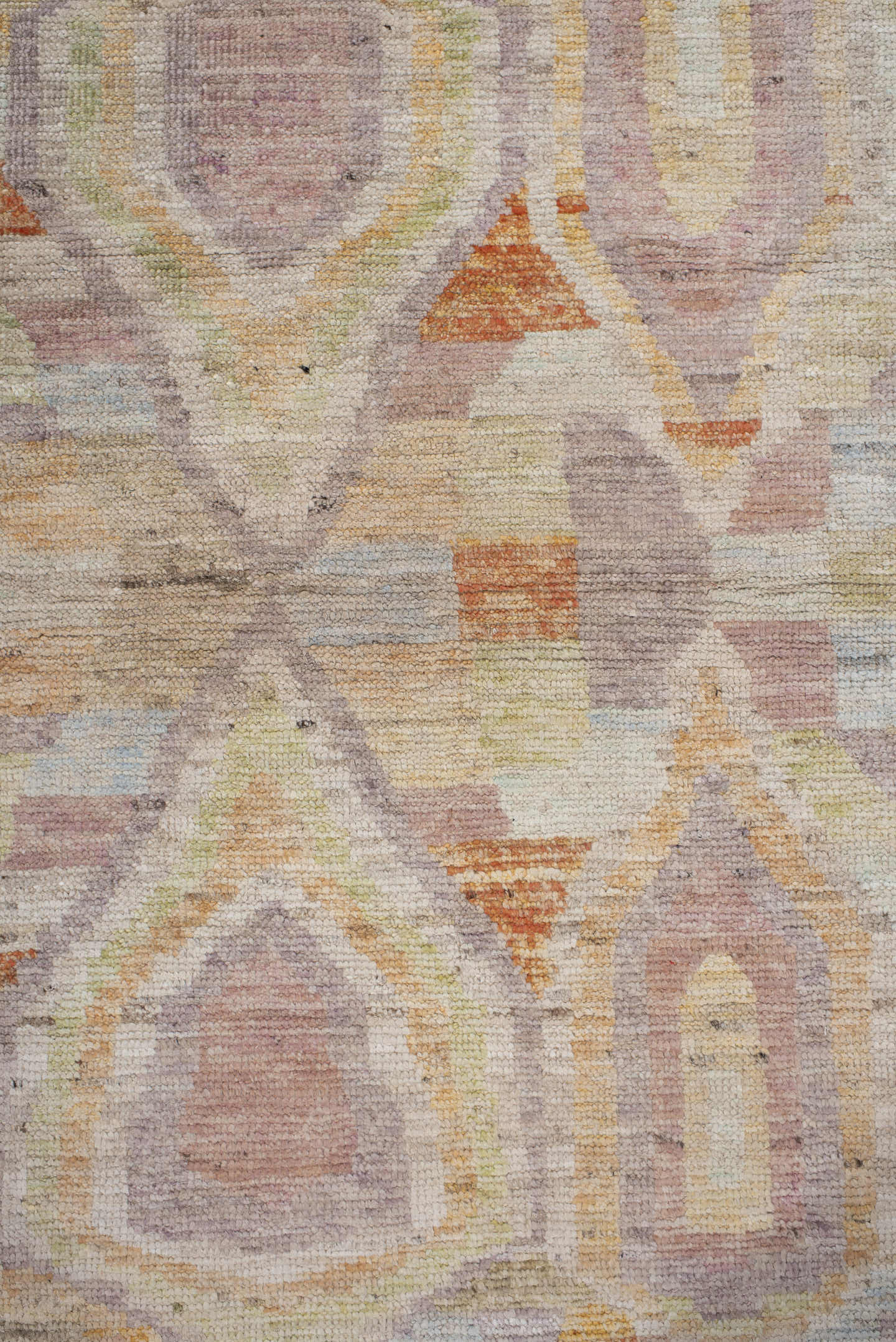 2' x 9' one-of-a-kind handmade vintage Kilim runner rug. Color palette: ivory, lavender, apricot, pale blue, beige, sage