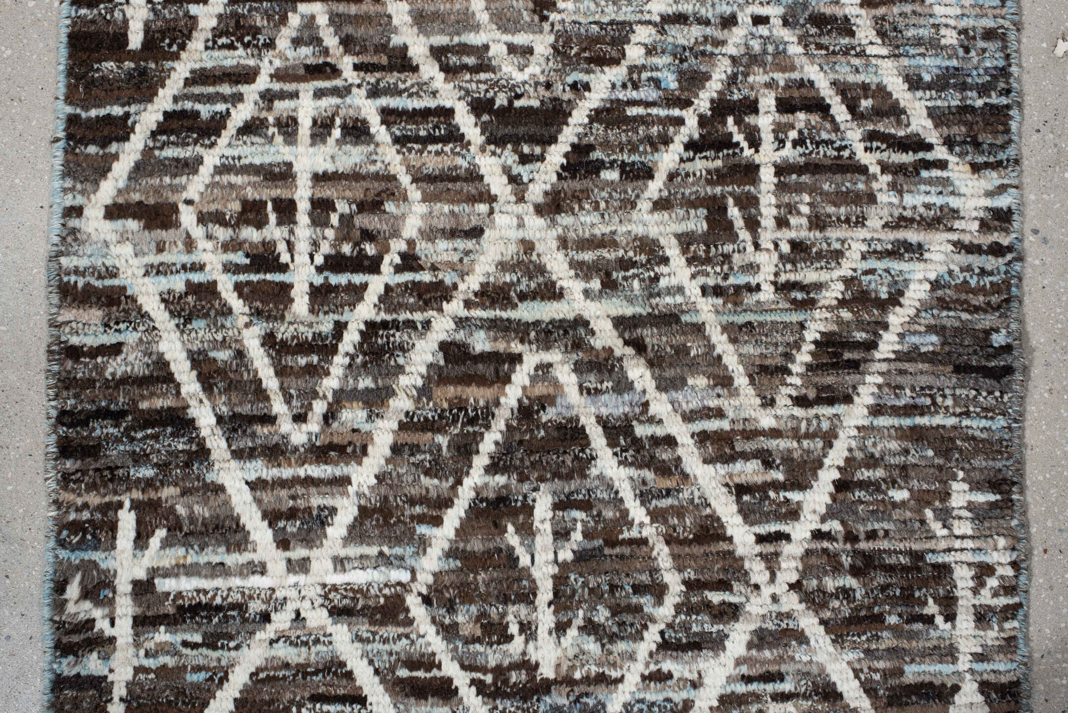 2' x 10' one-of-a-kind handmade vintage Kilim runner rug. Color palette: brown, ivory, taupe, charcoal, cream, beige, gray