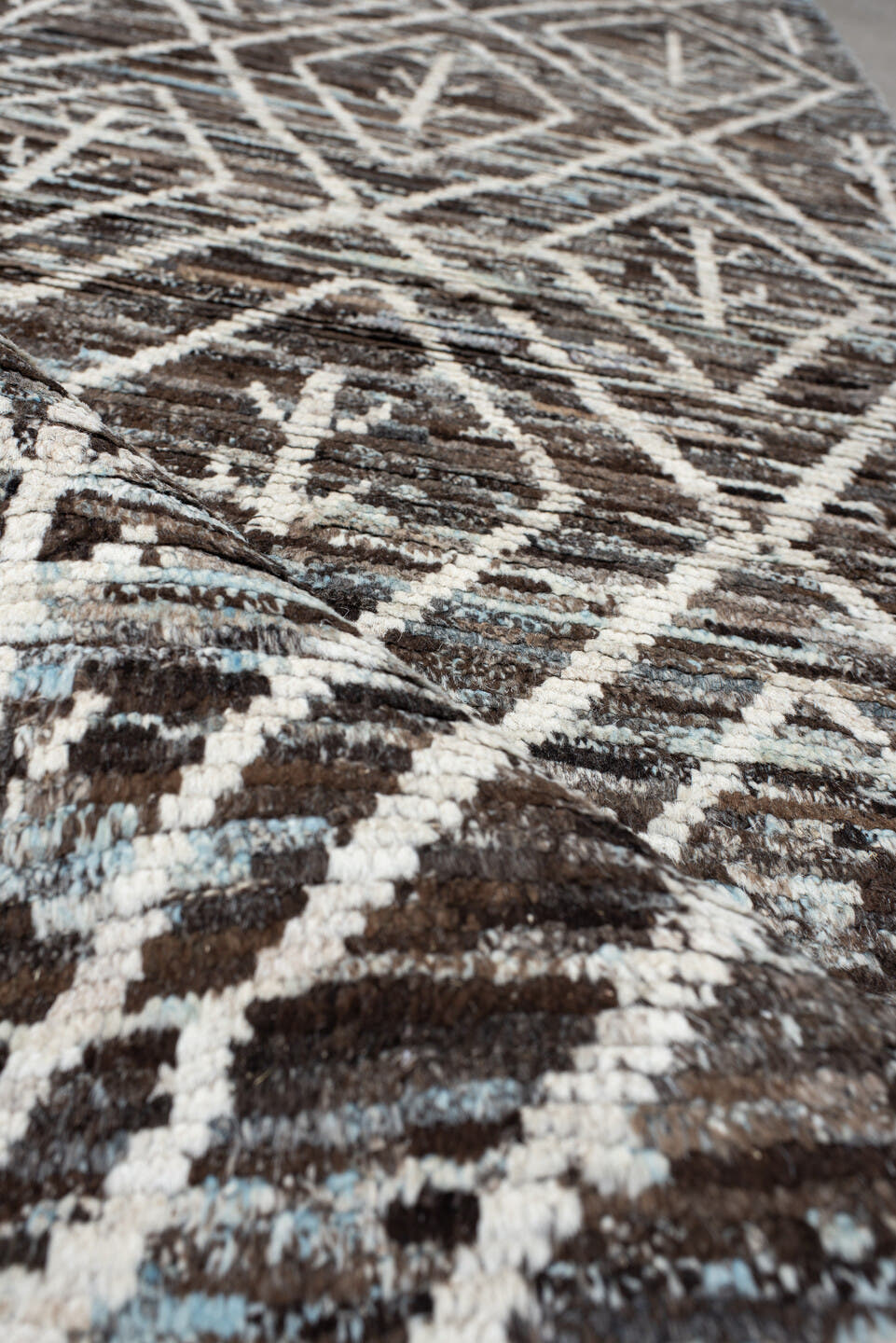2' x 10' one-of-a-kind handmade vintage Kilim runner rug. Color palette: brown, ivory, taupe, charcoal, cream, beige, gray