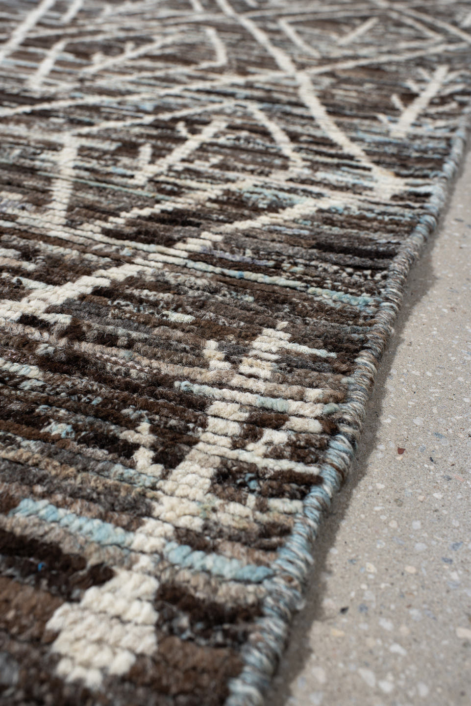 2' x 10' one-of-a-kind handmade vintage Kilim runner rug. Color palette: brown, ivory, taupe, charcoal, cream, beige, gray