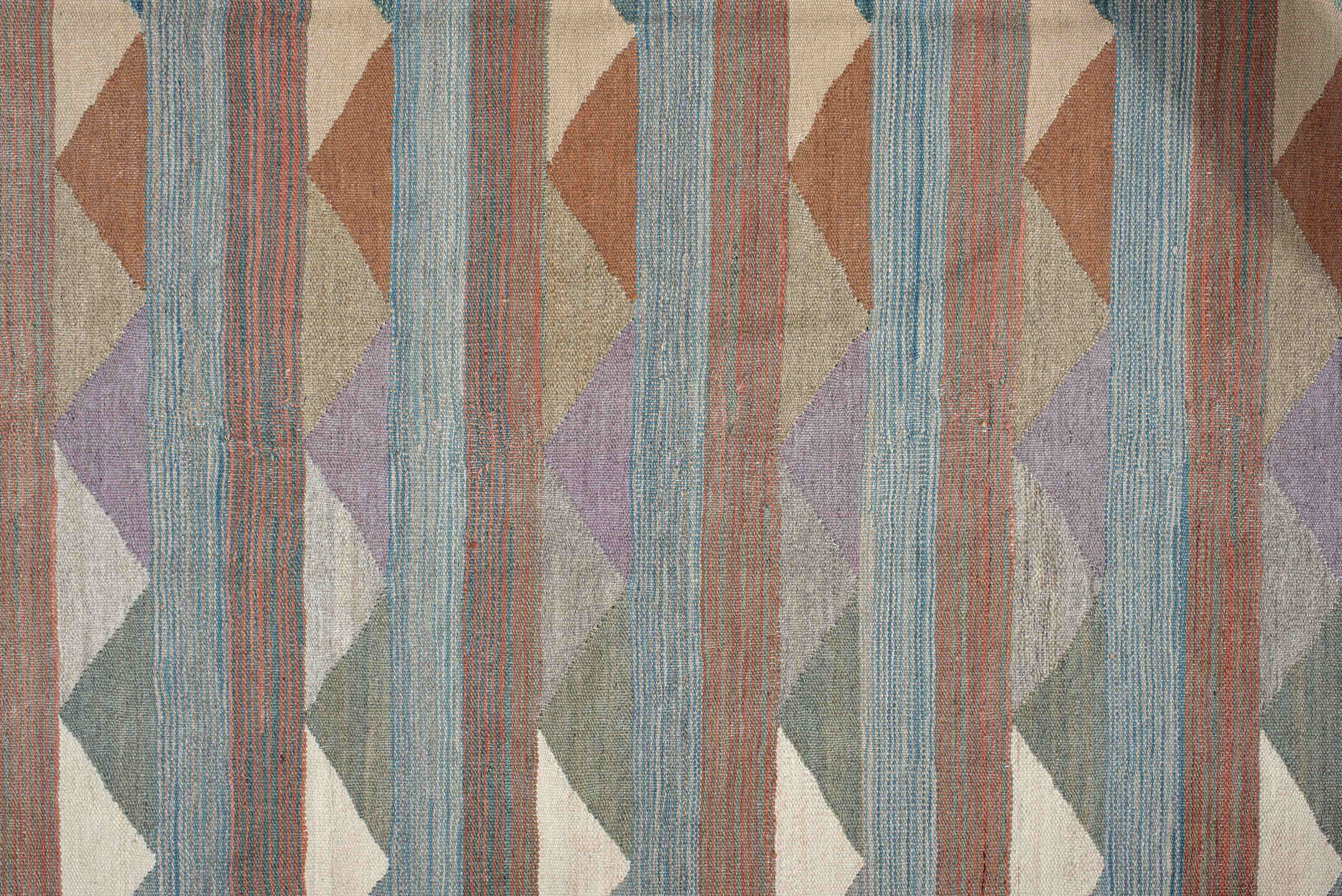 3' x 9' one-of-a-kind handmade vintage Kilim runner rug. Color palette: brown, dark gray, gray, light gray, off-white, pink