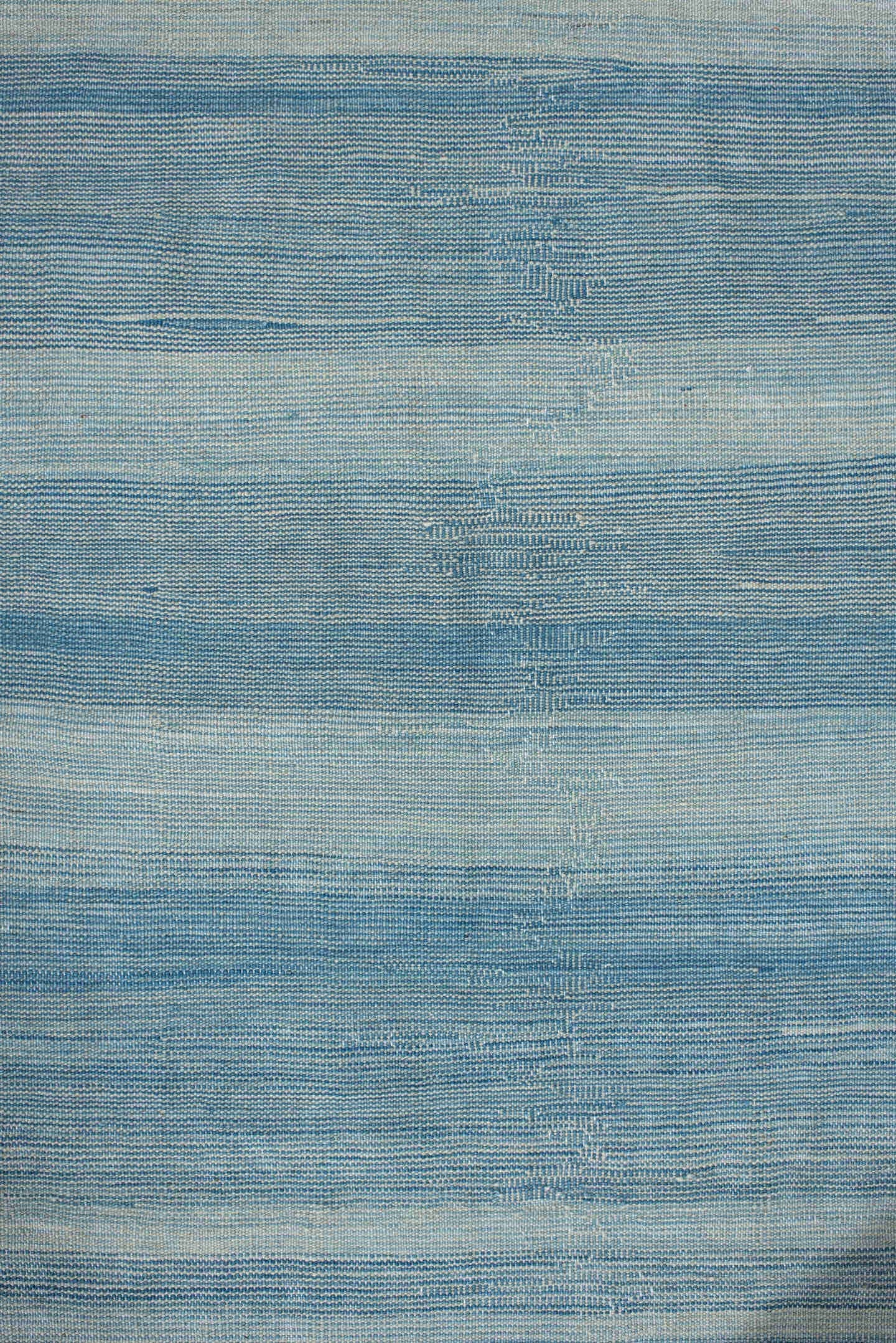 2' x 9' one-of-a-kind handmade vintage Kilim runner rug. Color palette: sky blue, ivory, teal, light blue