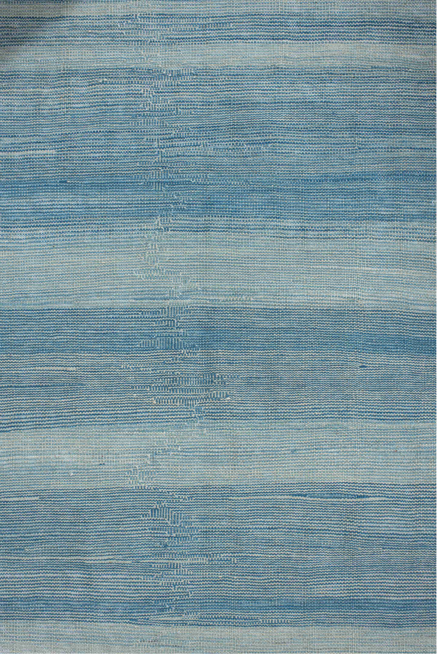 2' x 9' one-of-a-kind handmade vintage Kilim runner rug. Color palette: sky blue, ivory, teal, light blue