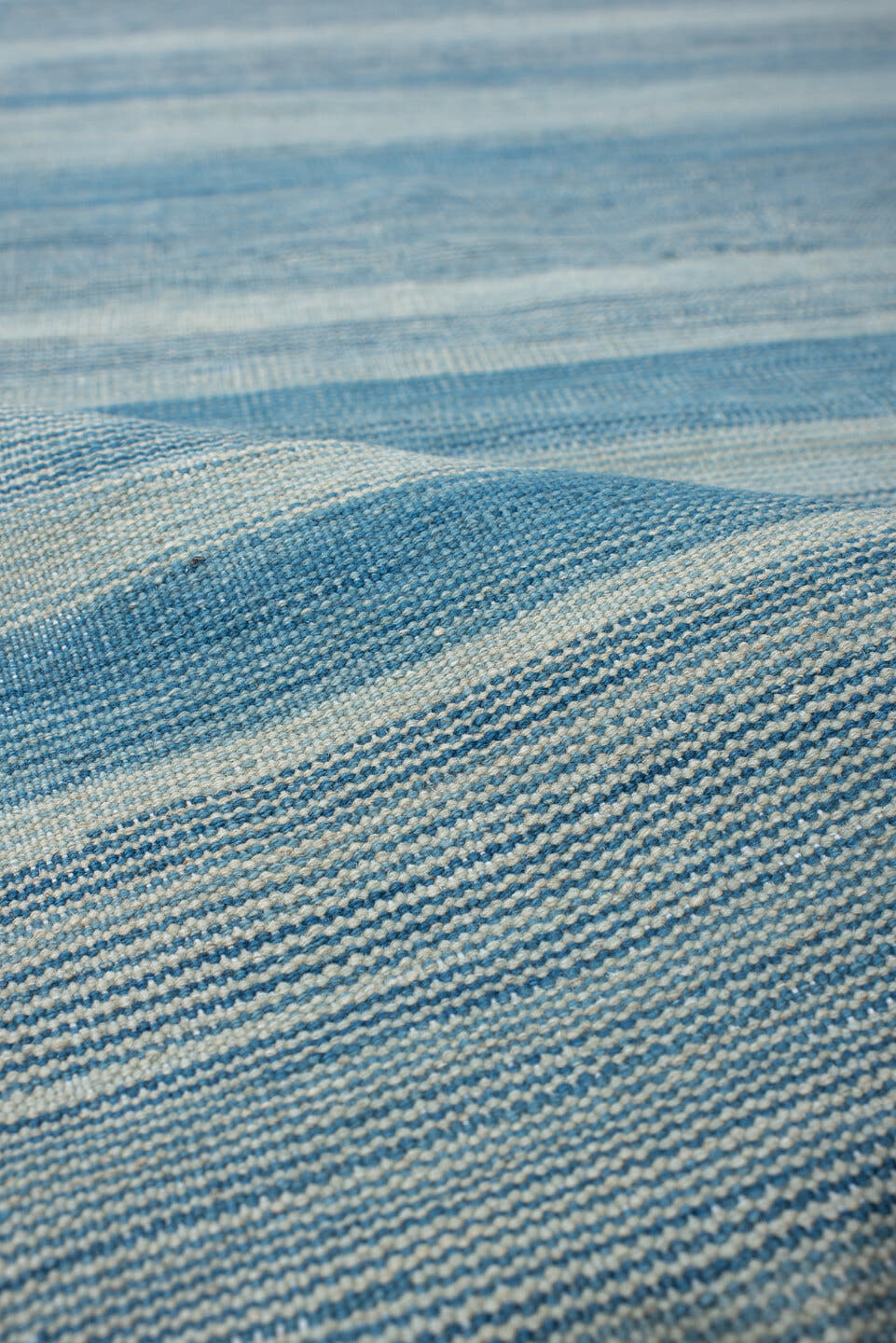 2' x 9' one-of-a-kind handmade vintage Kilim runner rug. Color palette: sky blue, ivory, teal, light blue