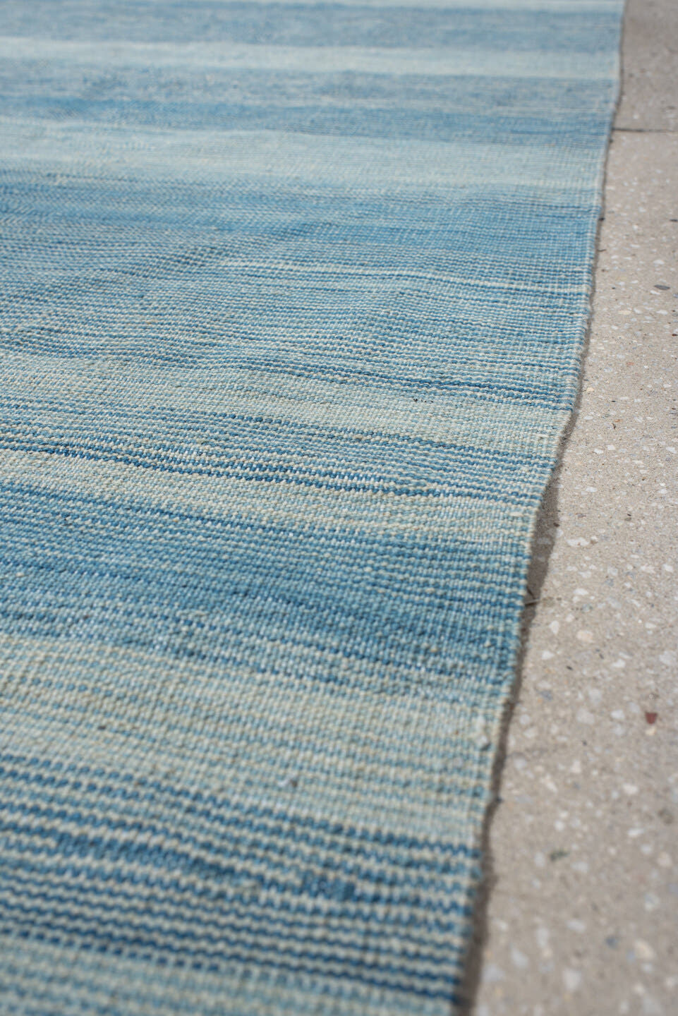 2' x 9' one-of-a-kind handmade vintage Kilim runner rug. Color palette: sky blue, ivory, teal, light blue