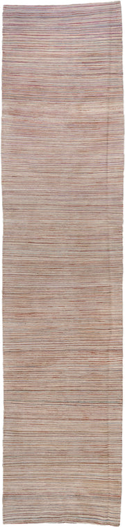 2' x 12' one-of-a-kind handmade vintage Kilim runner rug. Color palette: ivory, rust, slate, muted blue, taupe, terracotta