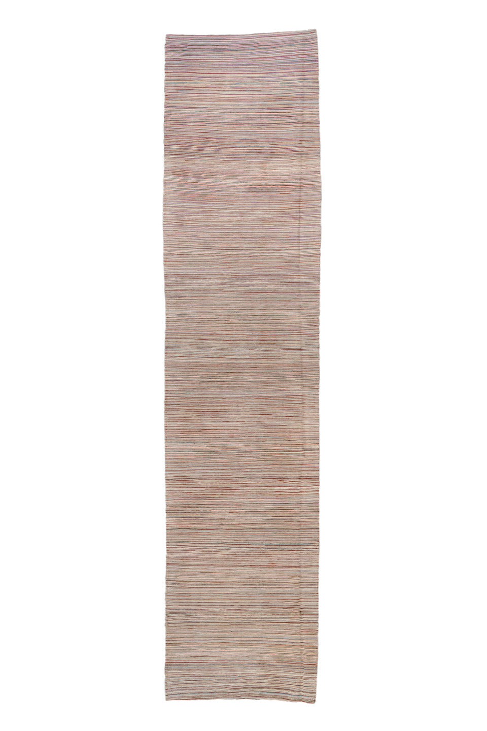 2' x 12' one-of-a-kind handmade vintage Kilim runner rug. Color palette: brown, dark gray, gray, light gray, off-white