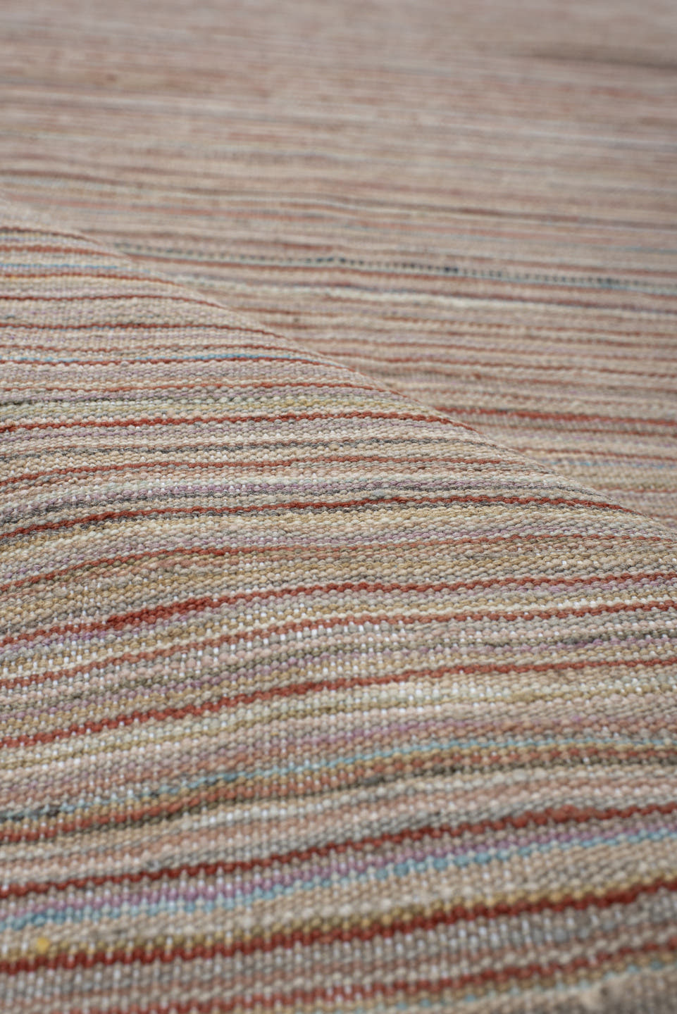 2' x 12' one-of-a-kind handmade vintage Kilim runner rug. Color palette: ivory, rust, slate, muted blue, taupe, terracotta
