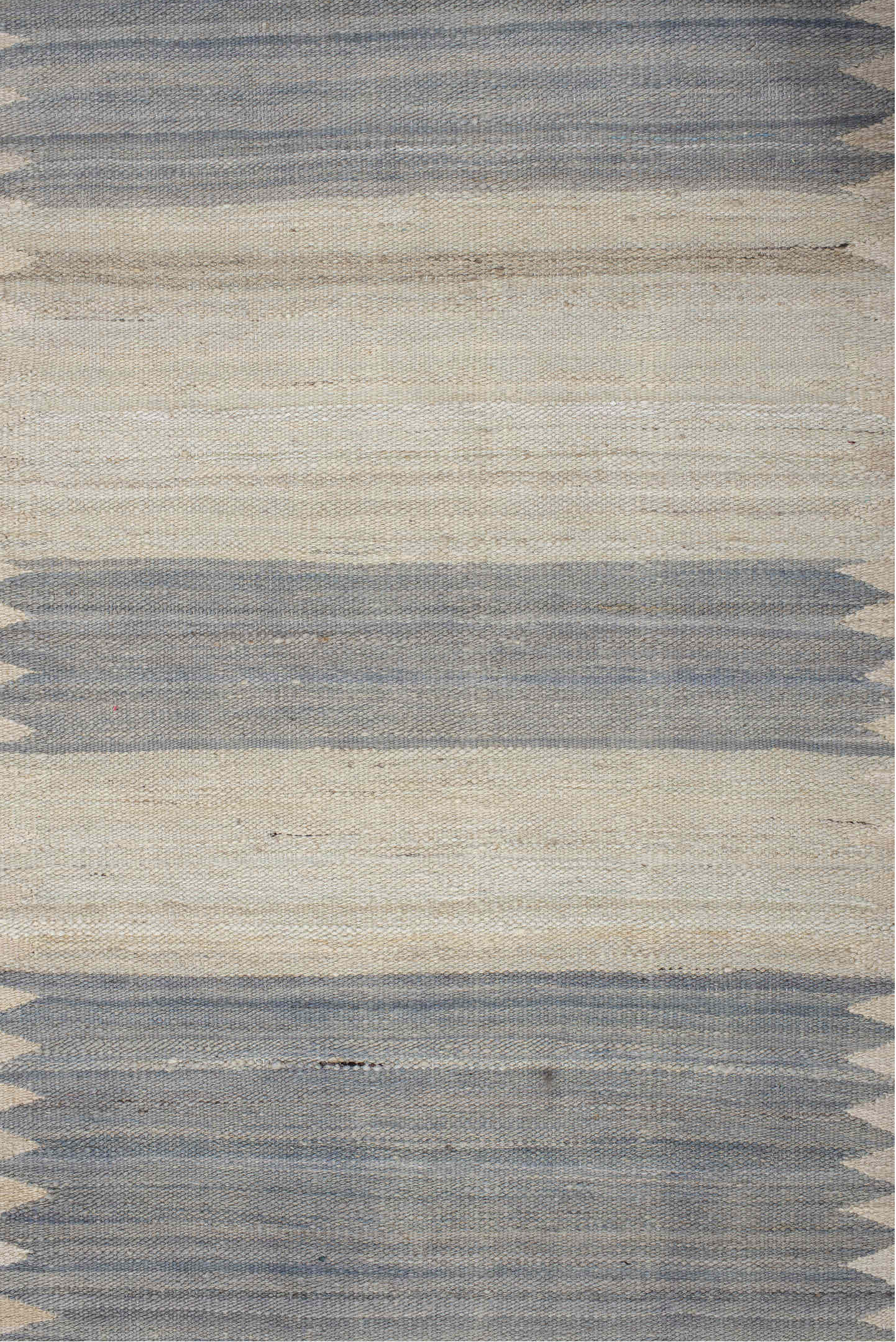 2' x 13' one-of-a-kind handmade vintage Kilim runner rug. Color palette: ivory, slate, cream, taupe, gray, beige