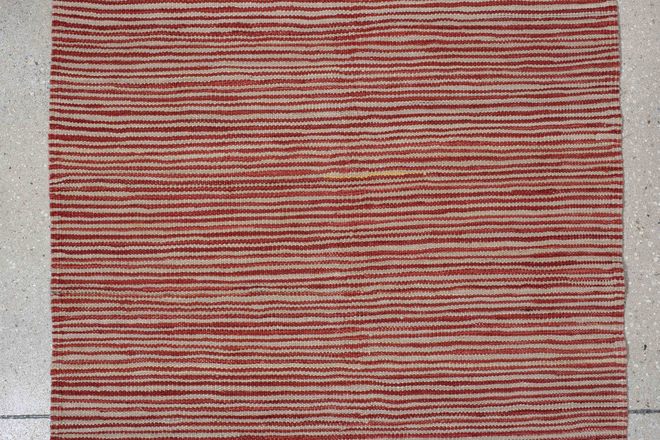 2' x 12' one-of-a-kind handmade vintage Kilim runner rug. Color palette: rust, ivory, terracotta, brown