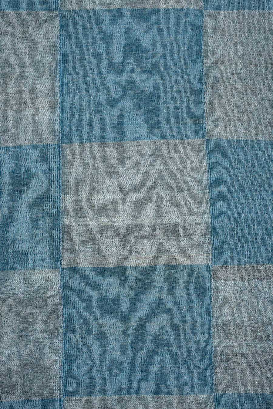 2' x 15' one-of-a-kind handmade vintage Kilim runner rug. Color palette: sky blue, slate, powder blue, steel blue, gray