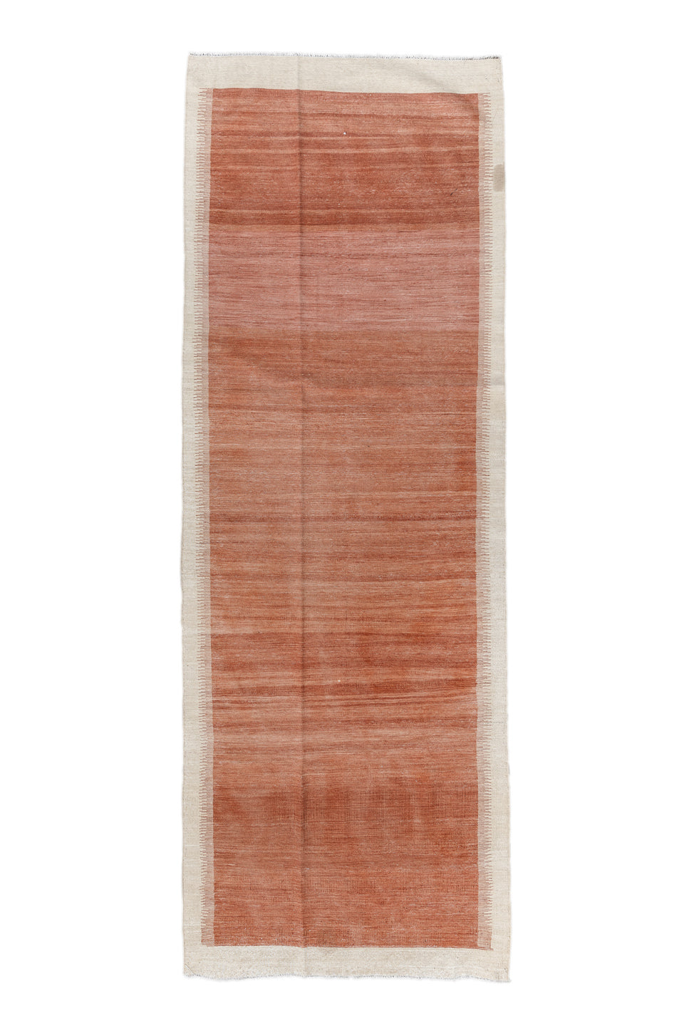 2' x 10' one-of-a-kind handmade vintage Kilim runner rug. Color palette: brown, gray, light gray, off-white, pink, sienna
