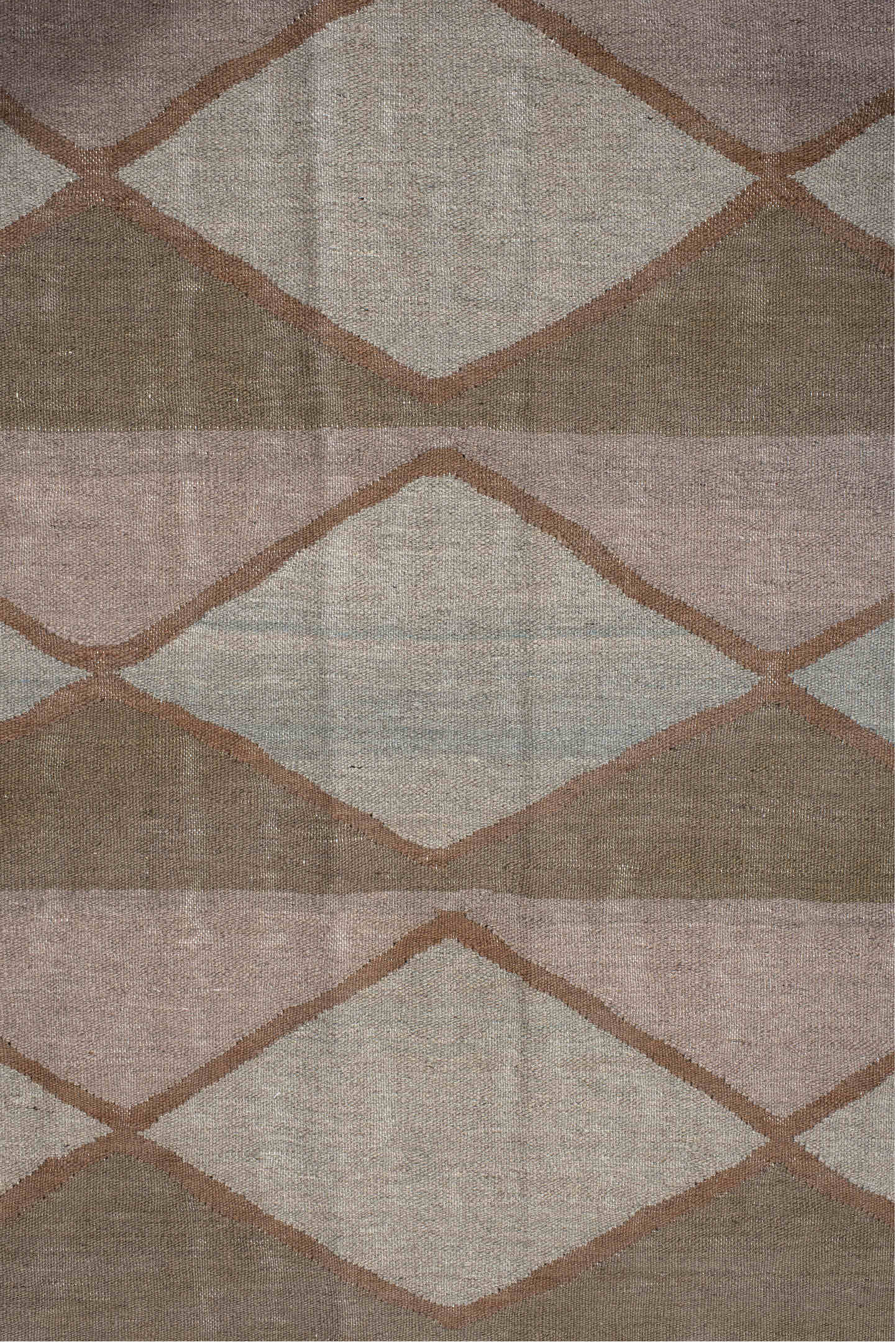 3' x 10' one-of-a-kind handmade vintage Kilim runner rug. Color palette: taupe, camel, ivory, blush, pale_blue, beige, gray