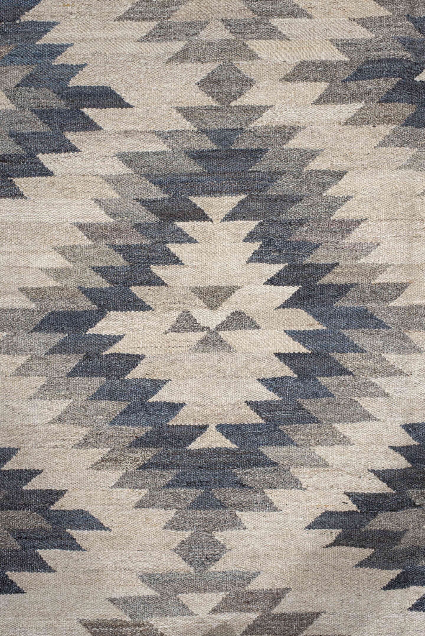 8' x 9' one-of-a-kind handmade vintage Kilim rug. Color palette: ivory, gray, slate, taupe, cream, beige