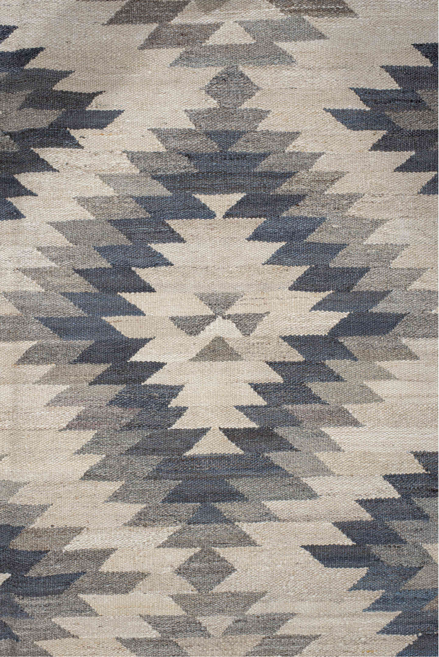 8' x 9' one-of-a-kind handmade vintage Kilim rug. Color palette: ivory, gray, slate, taupe, cream, beige