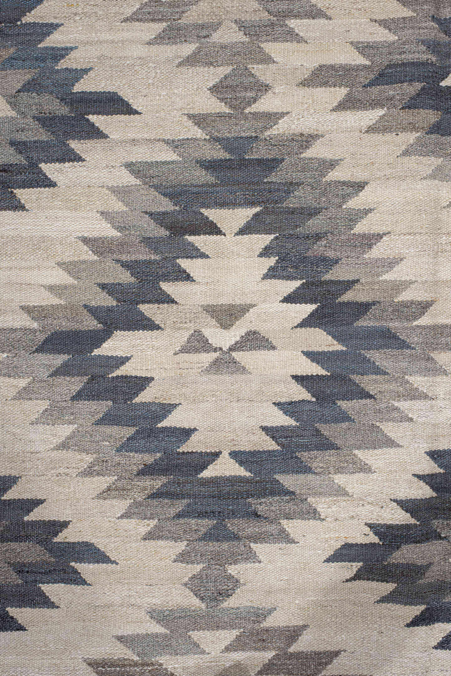 8' x 9' one-of-a-kind handmade vintage Kilim rug. Color palette: ivory, gray, slate, taupe, cream, beige