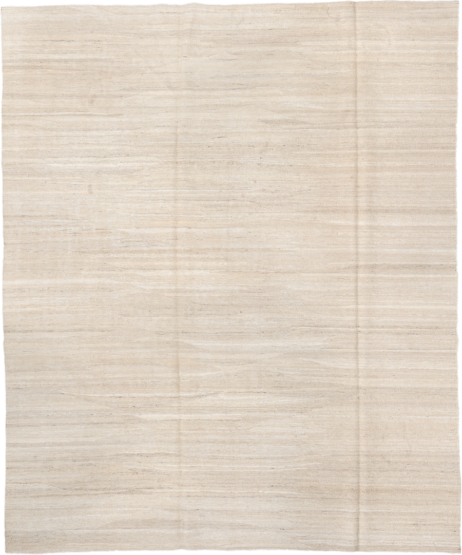 8' x 9' one-of-a-kind handmade vintage Kilim rug. Color palette: ivory, cream, beige, taupe, gray