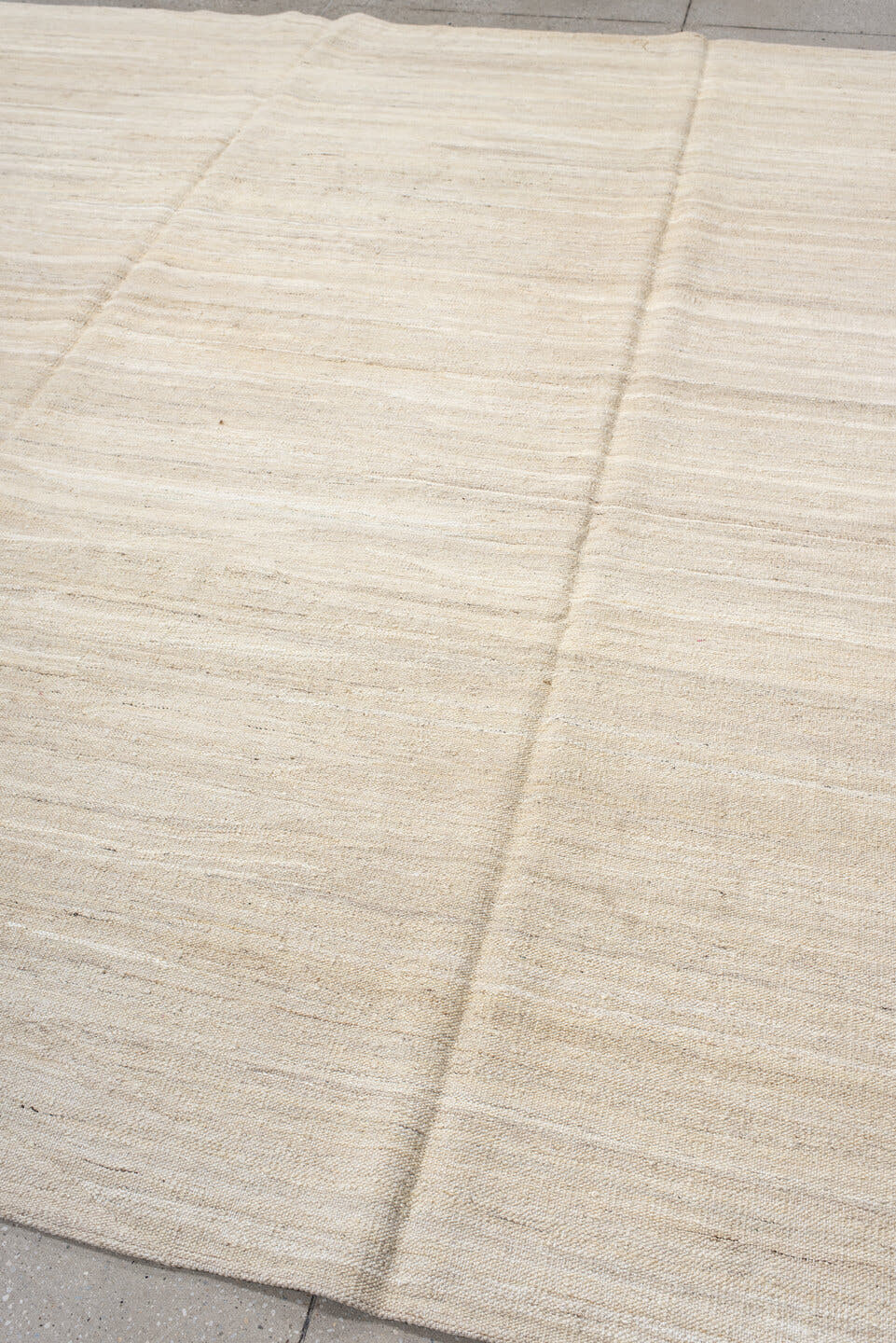 8' x 9' one-of-a-kind handmade vintage Kilim rug. Color palette: ivory, cream, beige, taupe, gray