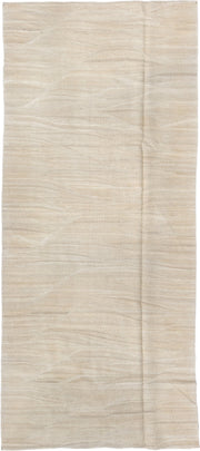 4' x 9' one-of-a-kind handmade vintage Kilim runner rug. Color palette: ivory, cream, beige, taupe, gray