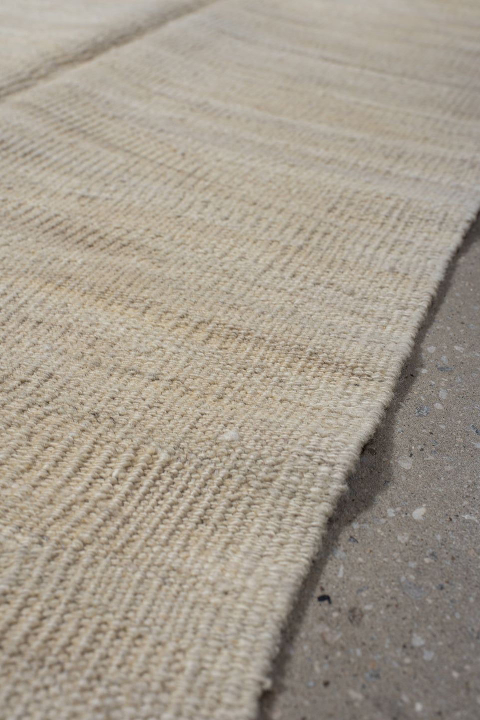 4' x 9' one-of-a-kind handmade vintage Kilim runner rug. Color palette: antiquewhite, brown, gray, light gray, linen