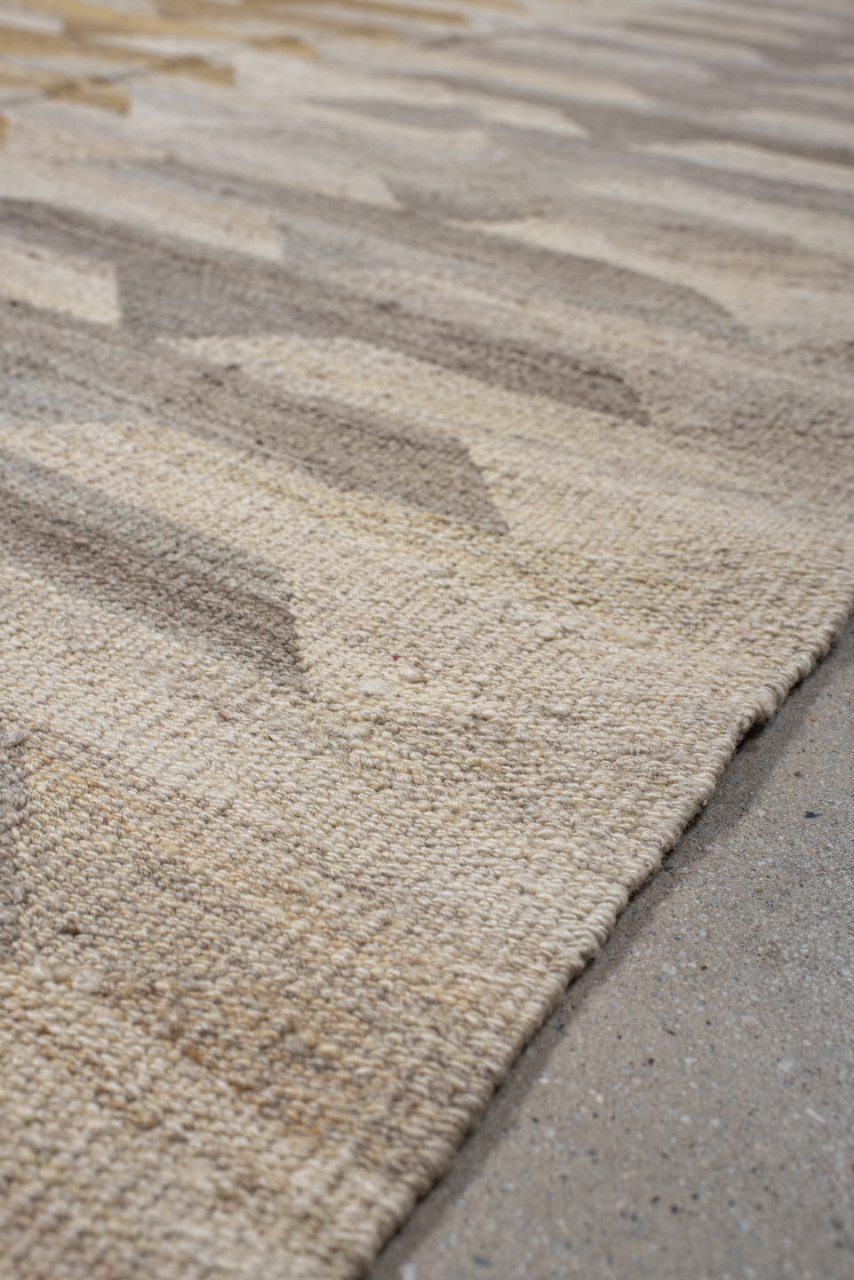 8' x 9' one-of-a-kind handmade vintage Kilim large size rug. Color palette: ivory, taupe, gold, rust, sky_blue, gray, beige