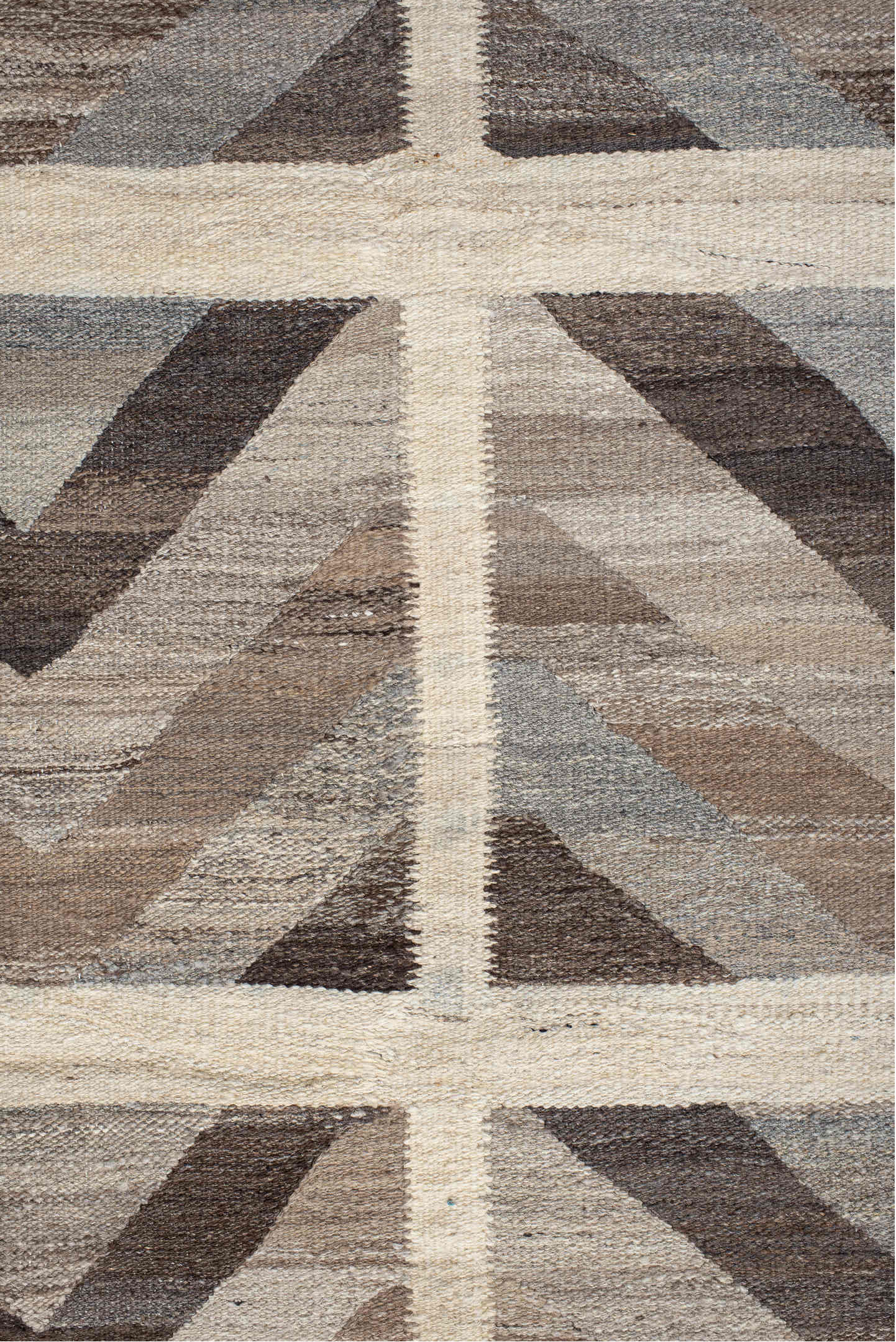 3' x 19' one-of-a-kind handmade vintage Kilim runner rug. Color palette: taupe, ivory, brown, gray, pale_blue, beige