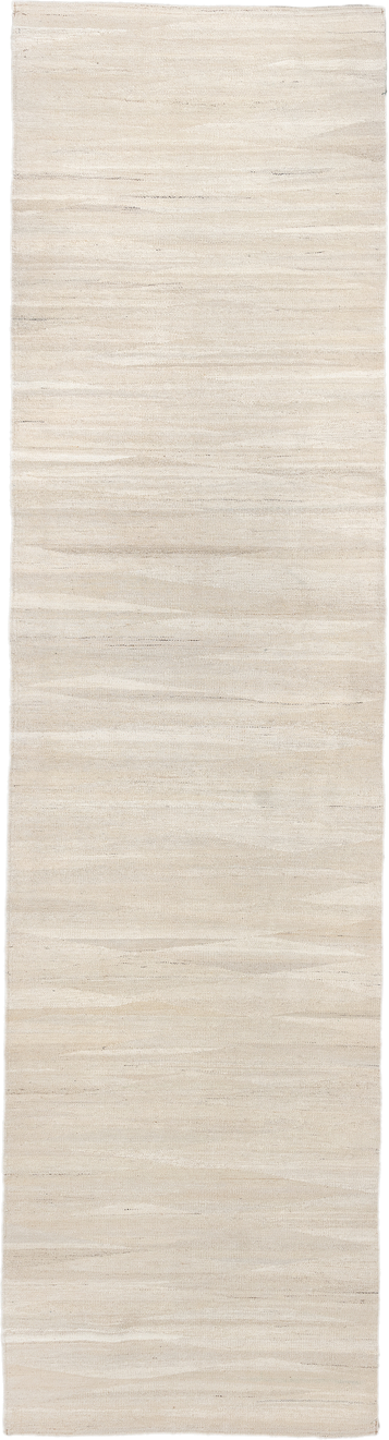 3' x 12' one-of-a-kind handmade vintage Kilim runner rug. Color palette: ivory, cream, beige, taupe, gray