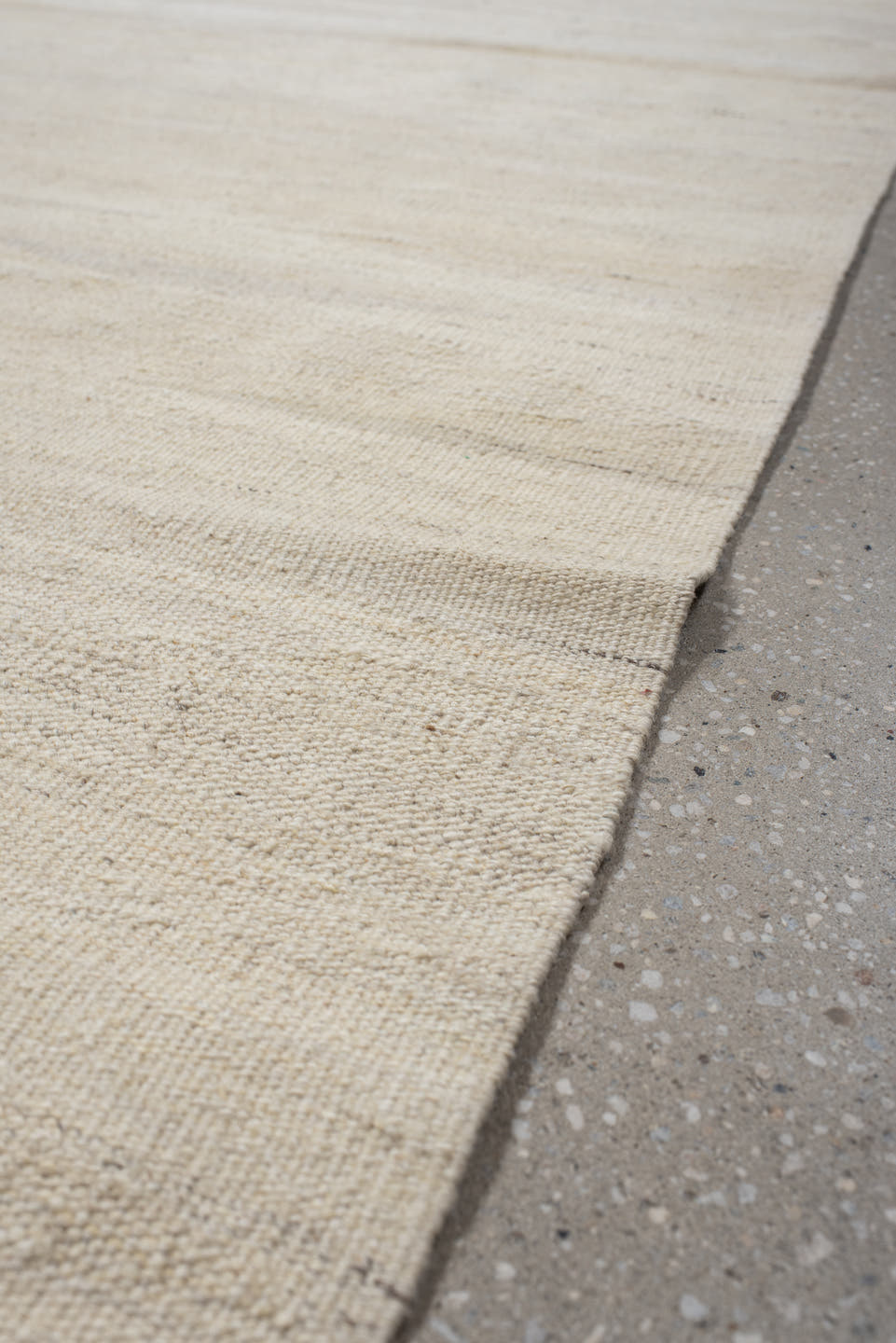 3' x 12' one-of-a-kind handmade vintage Kilim runner rug. Color palette: ivory, cream, beige, taupe, gray
