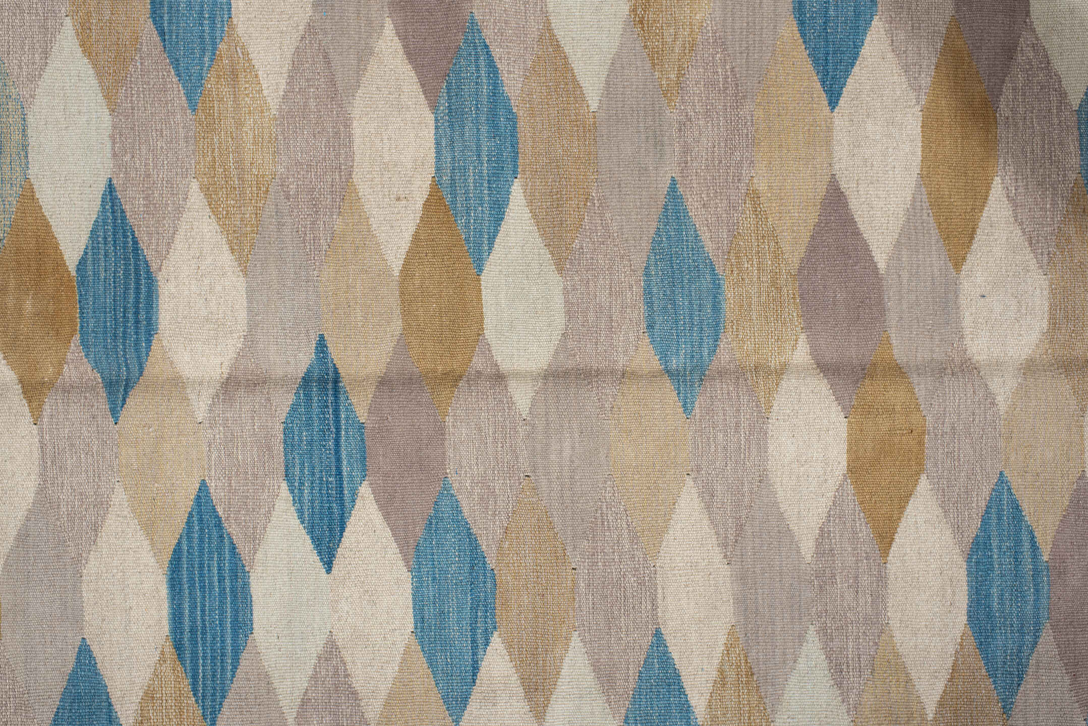 4' x 5' one-of-a-kind handmade vintage Kilim small size rug. Color palette: arapawa, blue, brown, gray, light gray