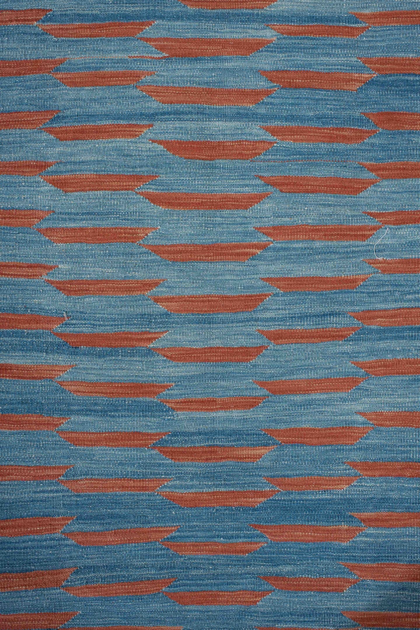 2' x 8' one-of-a-kind handmade vintage Kilim runner rug. Color palette: turquoise, lavender, rust, rose, teal, ivory