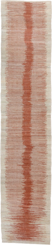 2' x 12' one-of-a-kind handmade vintage Kilim runner rug. Color palette: ivory, terra cotta, cream, terracotta, brown