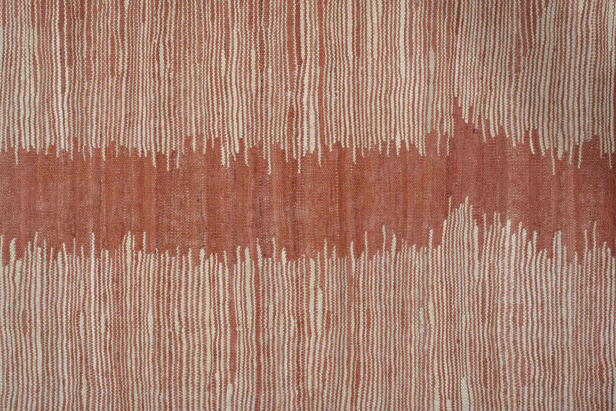 2' x 12' one-of-a-kind handmade vintage Kilim runner rug. Color palette: brown, gray, light gray, off-white, orange, pink