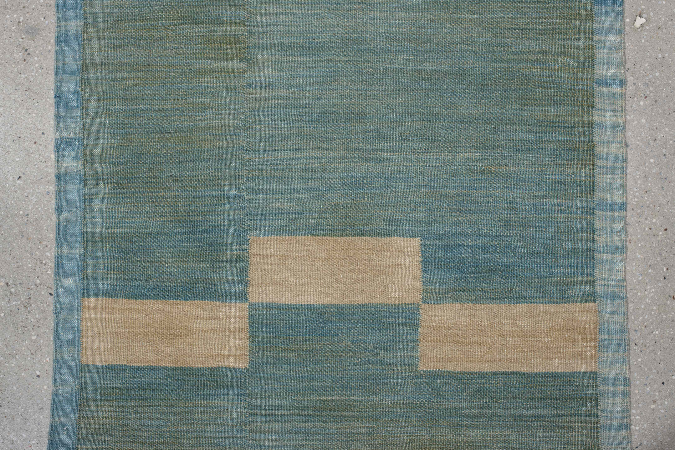2' x 7' one-of-a-kind handmade vintage Kilim runner rug. Color palette: aqua, ivory, blush, sky blue, sage, teal, pink