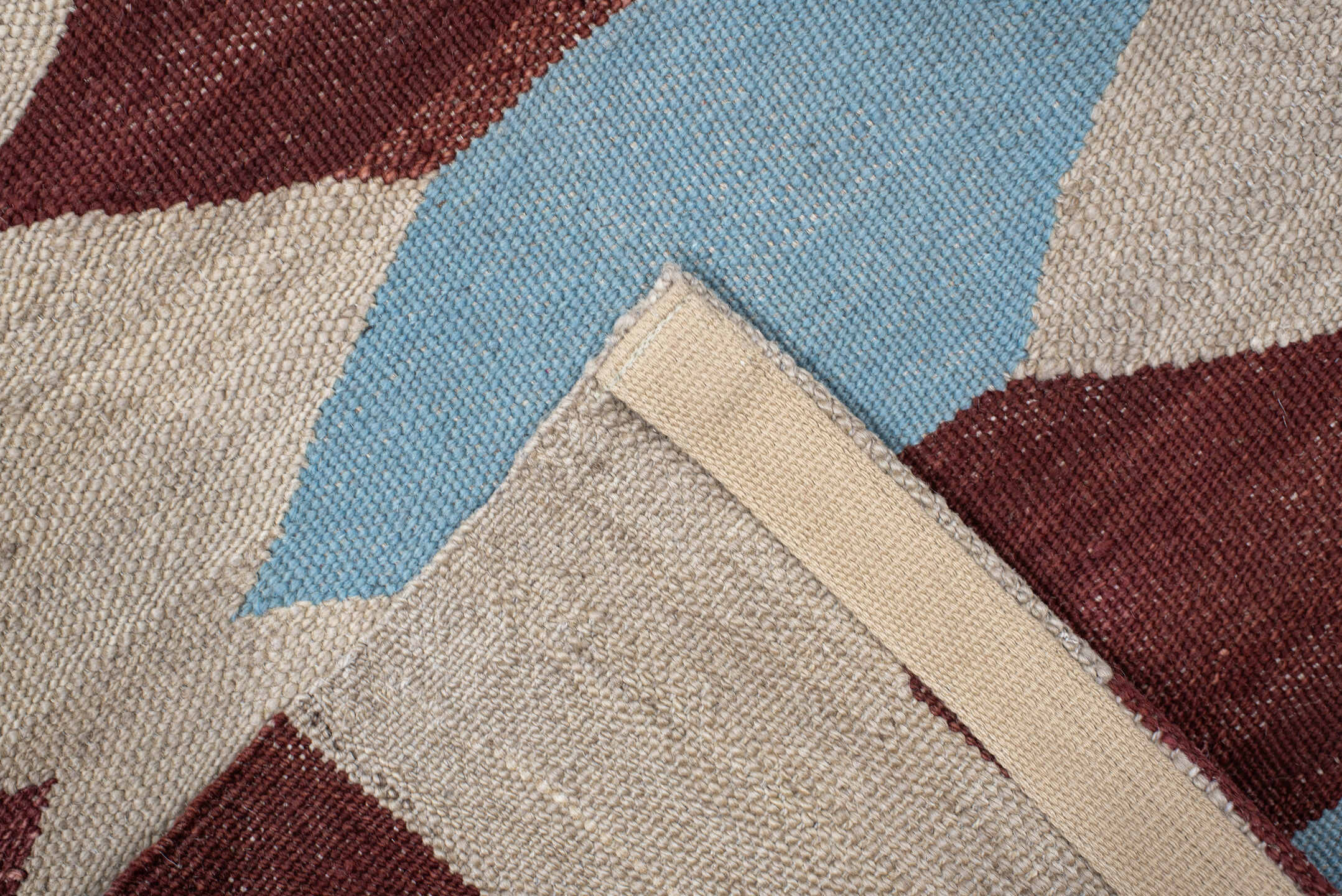 2' x 15' one-of-a-kind handmade vintage Kilim runner rug. Color palette: ivory, burgundy, sky_blue, taupe, light blue, beige