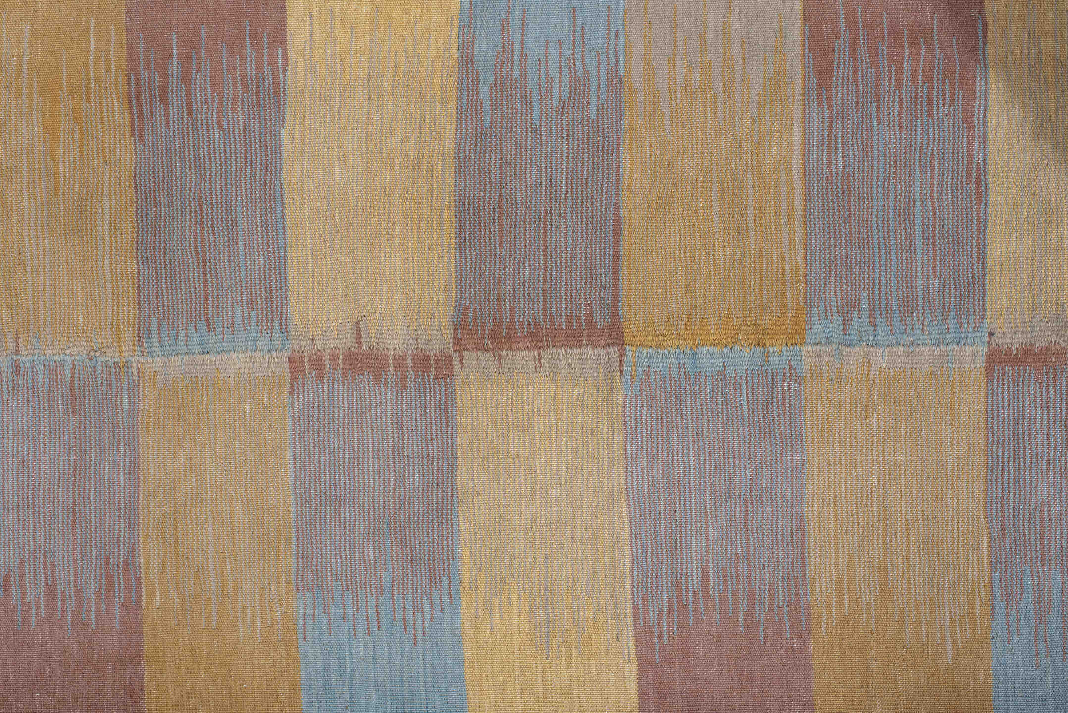 2' x 7' one-of-a-kind handmade vintage Kilim runner rug. Color palette: gray, brown, pink, tan, dark gray, dim gray