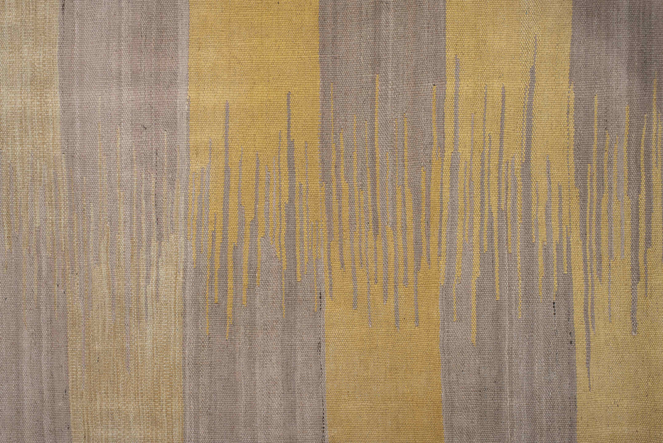 2' x 12' one-of-a-kind handmade vintage Kilim runner rug. Color palette: gray, pink, brown