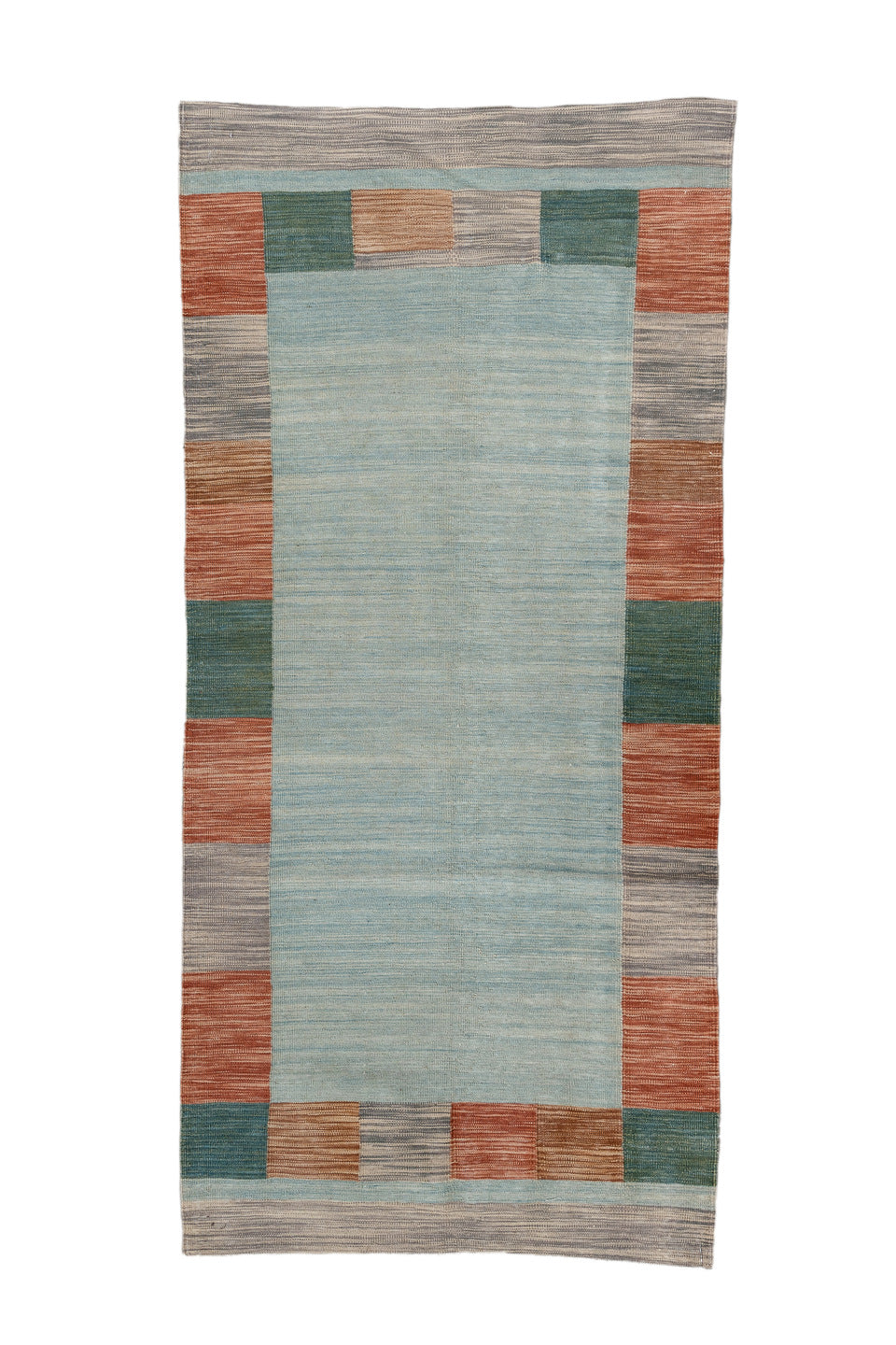 2' x 6' one-of-a-kind handmade vintage Kilim runner rug. Color palette: brown, dark gray, dim gray, gray, light gray