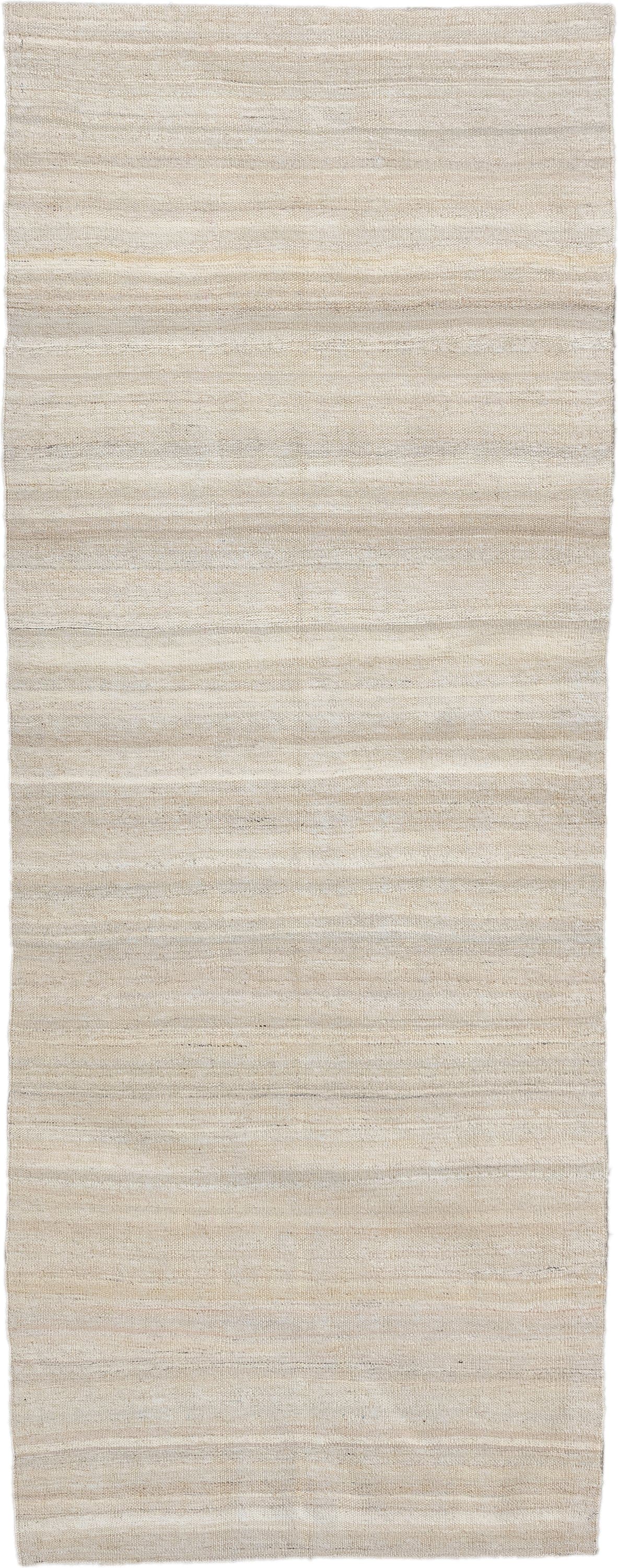 2' x 6' one-of-a-kind handmade vintage Kilim runner rug. Color palette: ivory, cream, beige, taupe, gray