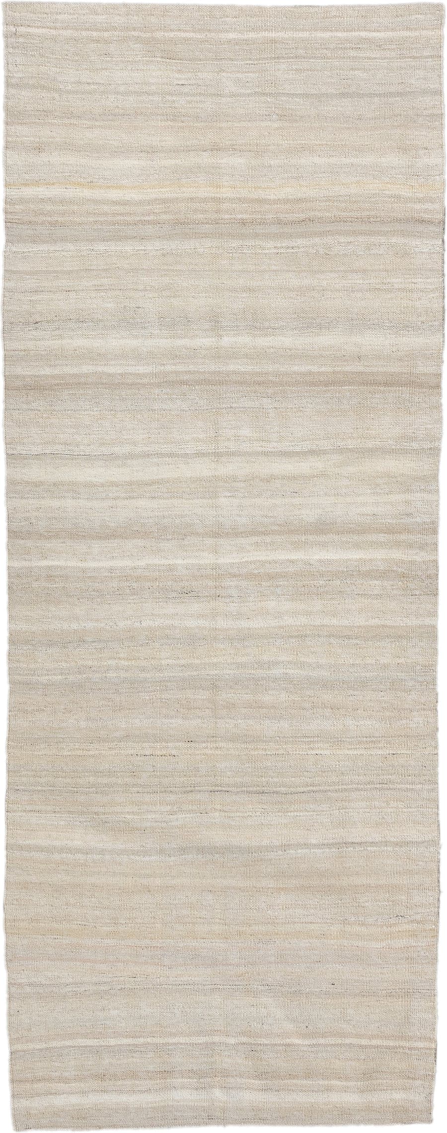 2' x 6' one-of-a-kind handmade vintage Kilim runner rug. Color palette: ivory, cream, beige, taupe, gray