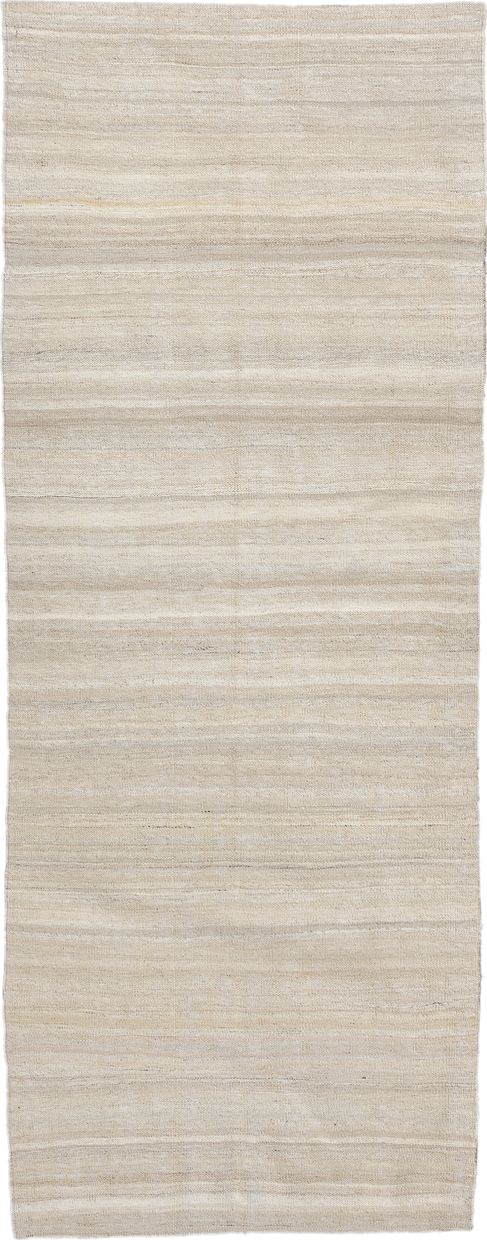 2' x 6' one-of-a-kind handmade vintage Kilim runner rug. Color palette: ivory, cream, beige, taupe, gray