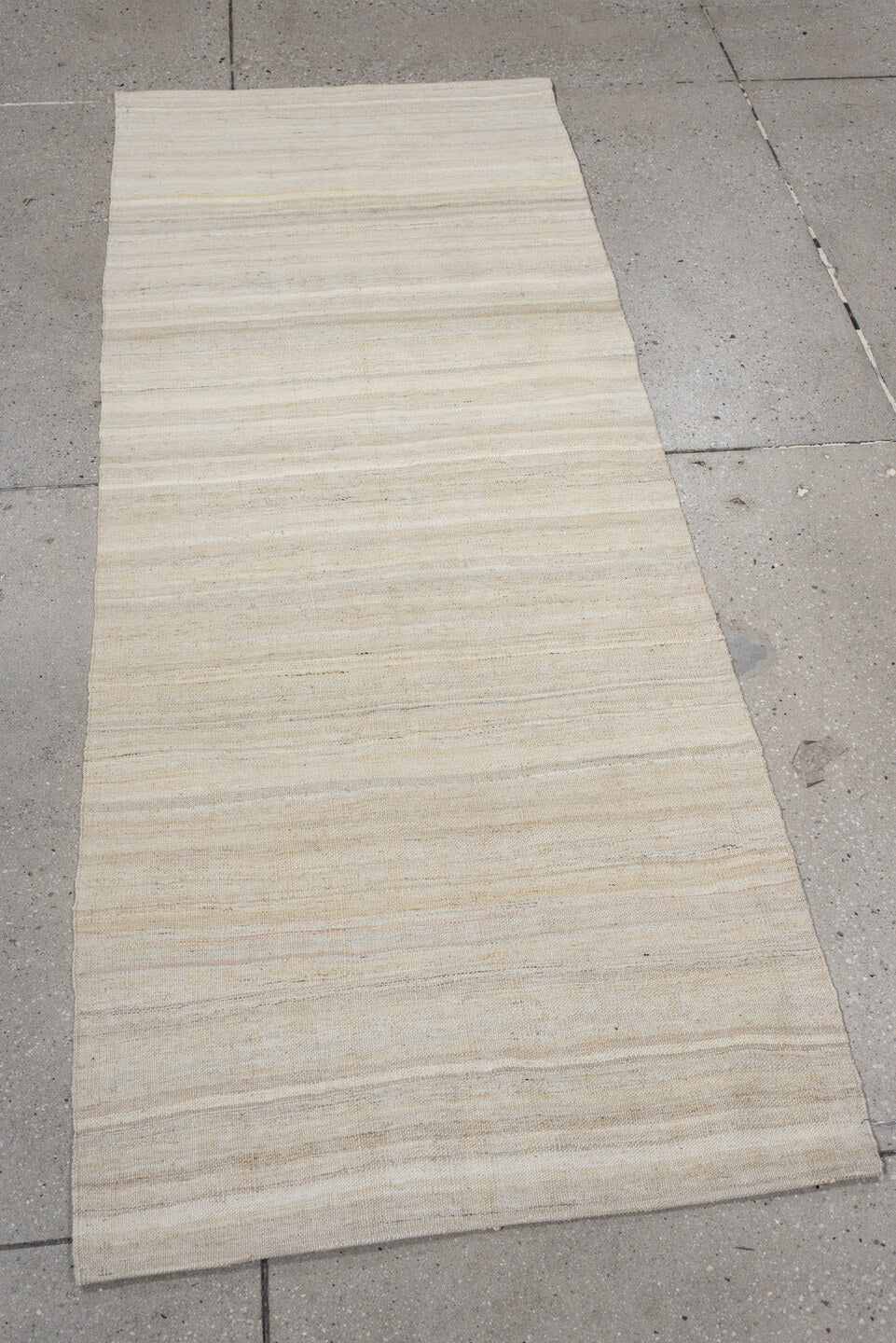 2' x 6' one-of-a-kind handmade vintage Kilim runner rug. Color palette: ivory, cream, beige, taupe, gray