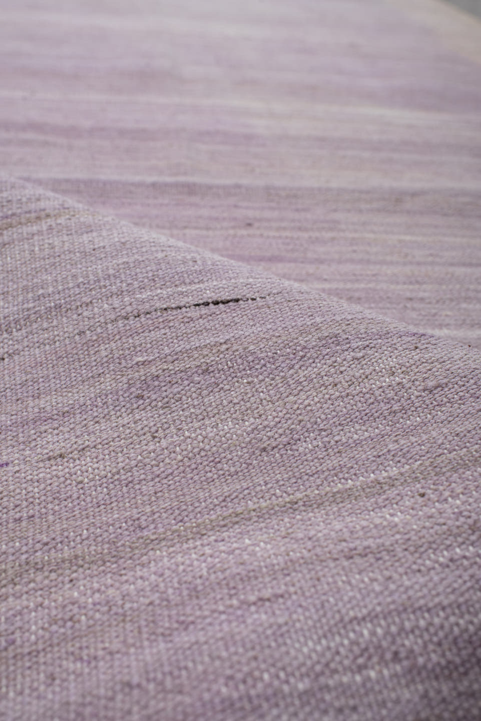 3' x 11' one-of-a-kind handmade vintage Kilim runner rug. Color palette: lavender, beige, ivory, taupe, light gray, gray