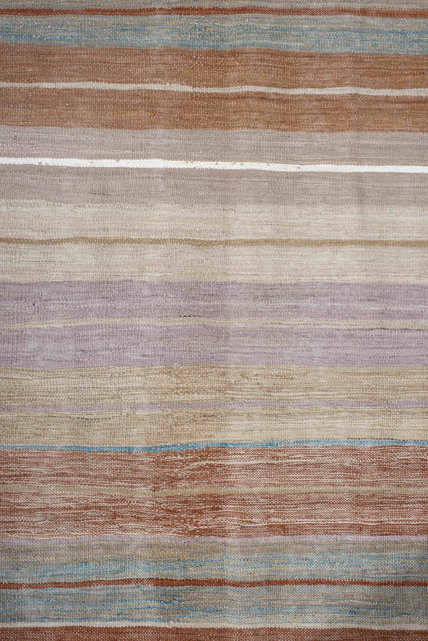 3' x 9' one-of-a-kind handmade vintage Kilim runner rug. Color palette: ivory, rust, taupe, sky_blue, lavender, beige