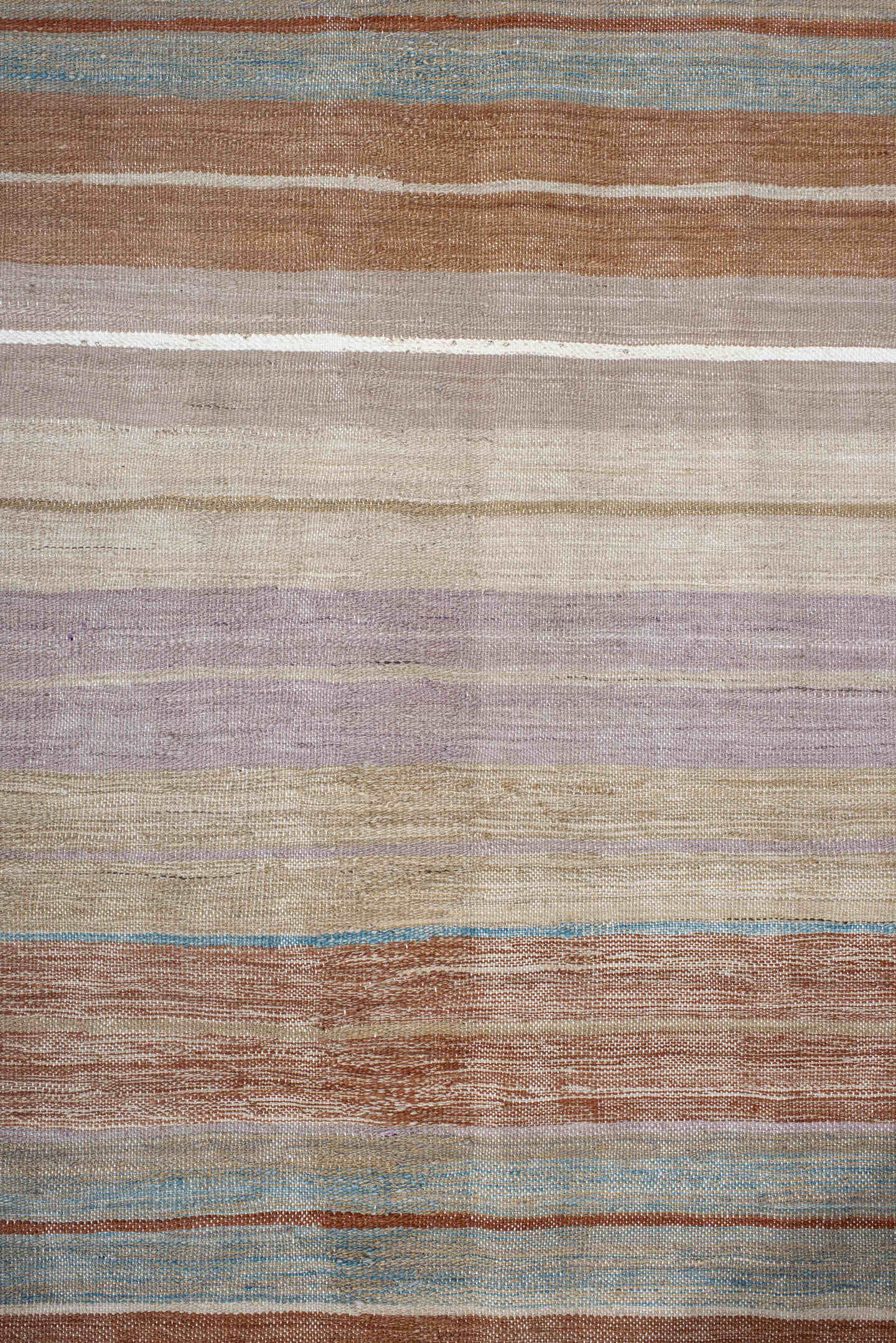 3' x 9' one-of-a-kind handmade vintage Kilim runner rug. Color palette: ivory, rust, taupe, sky_blue, lavender, beige