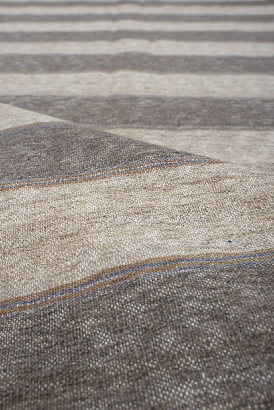 3' x 11' one-of-a-kind handmade vintage Kilim runner rug. Color palette: dark gray, dim gray, gray, light gray, off-white