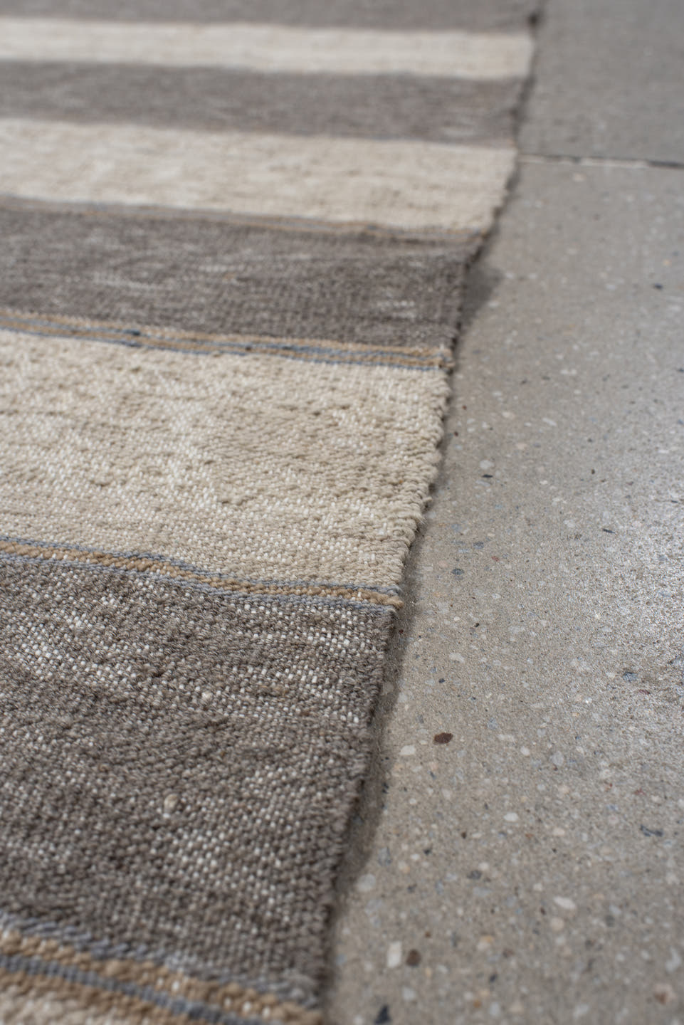 3' x 11' one-of-a-kind handmade vintage Kilim runner rug. Color palette: ivory, taupe, gray, cream, beige