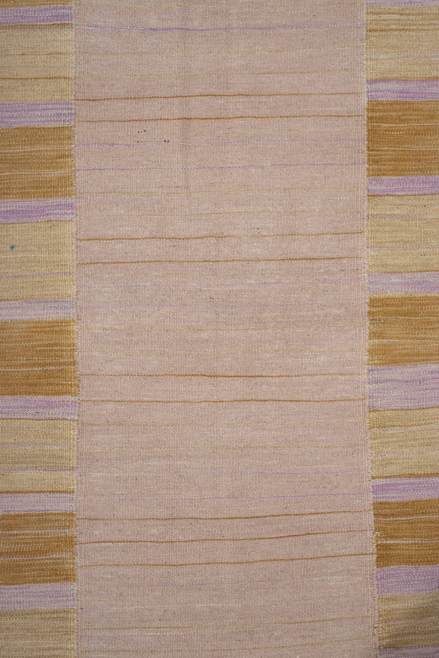 2' x 10' one-of-a-kind handmade vintage Kilim runner rug. Color palette: blush, gold, ivory, lavender, beige, pink