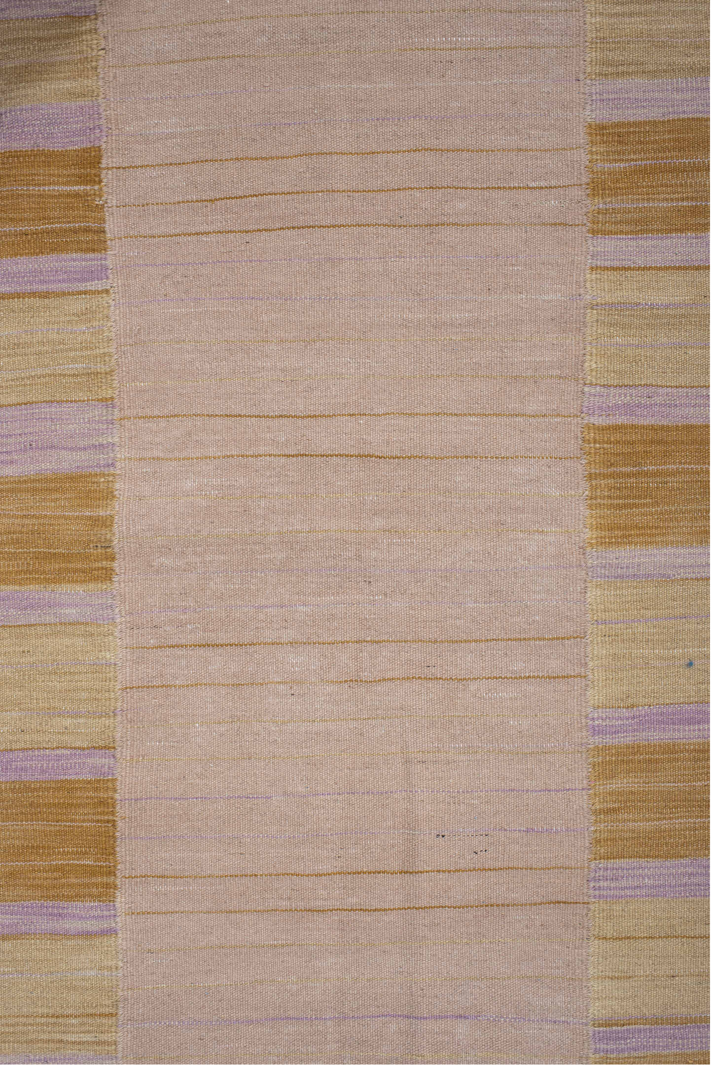 2' x 10' one-of-a-kind handmade vintage Kilim runner rug. Color palette: blush, gold, ivory, lavender, beige, pink