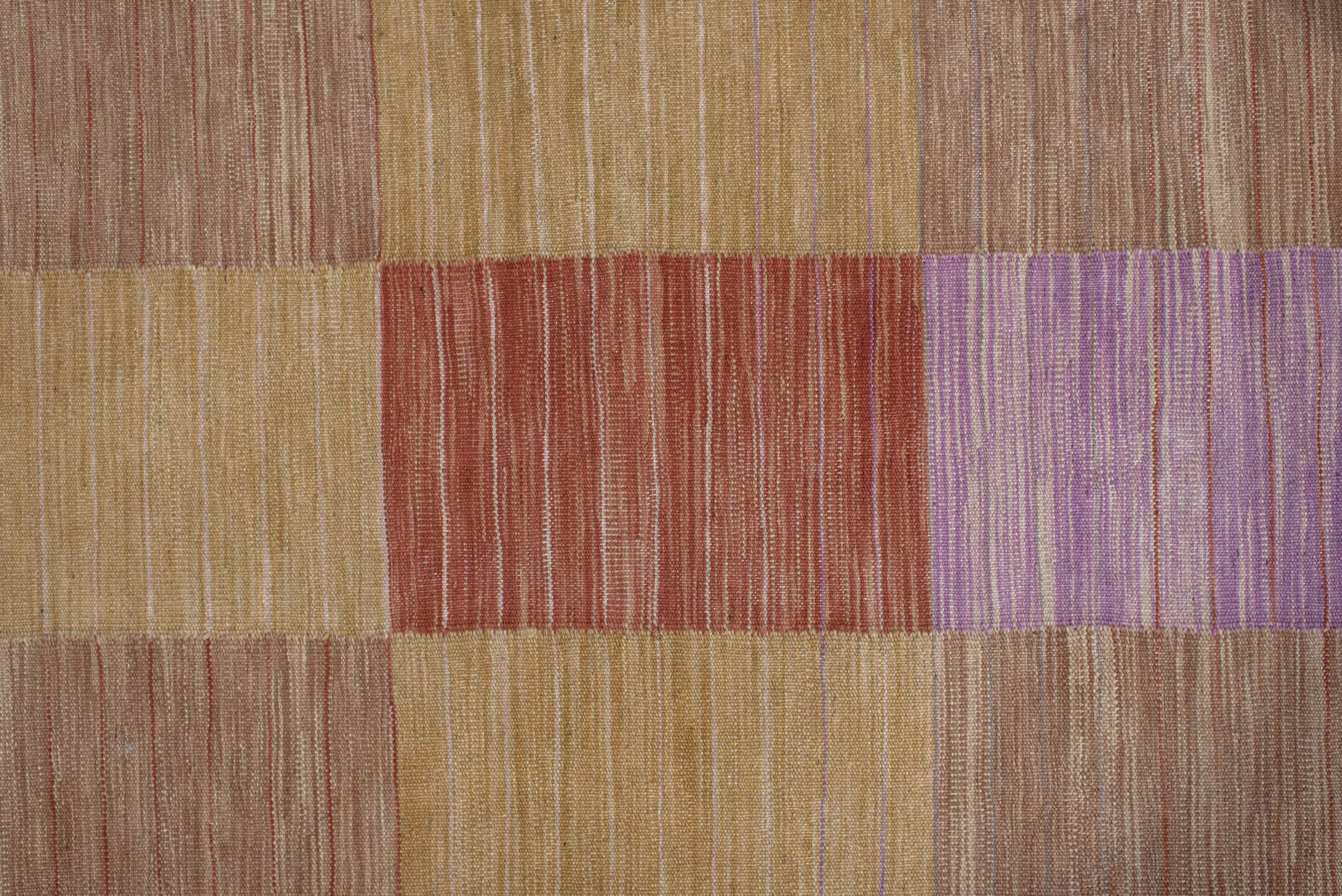 2' x 10' one-of-a-kind handmade vintage Kilim runner rug. Color palette: brown, gray, light gray, pink