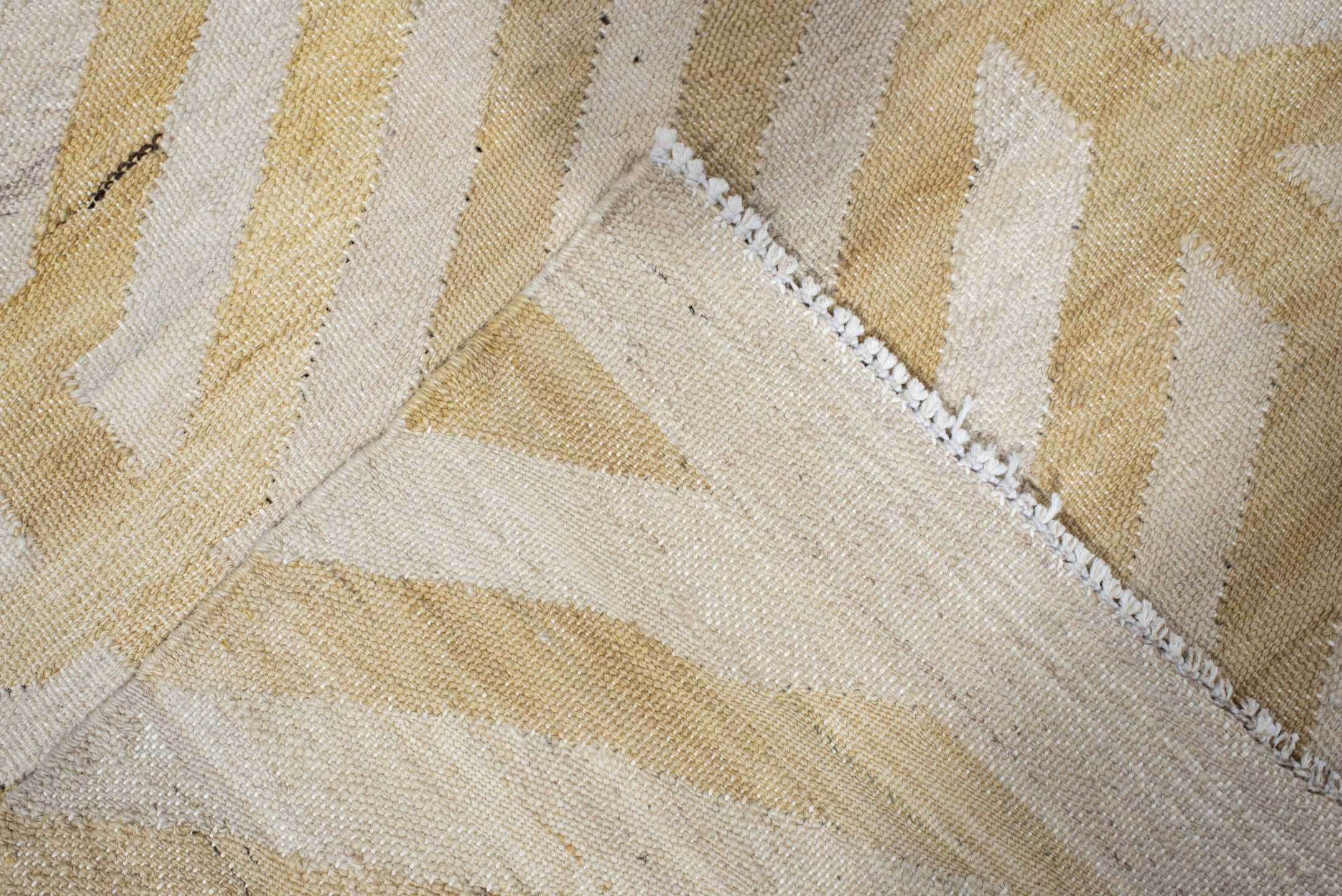 3' x 9' one-of-a-kind handmade vintage Kilim runner rug. Color palette: ivory, beige, cream, tan
